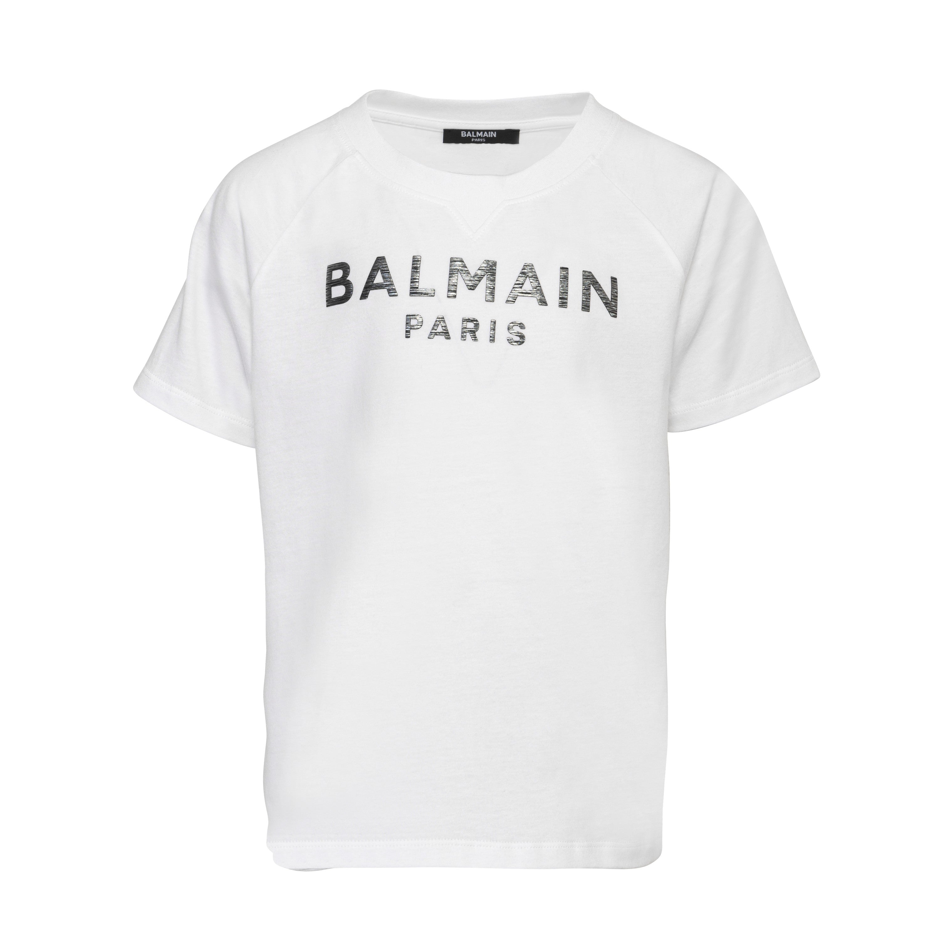 Classic White/Silver Cotton T-Shirt Balmain
