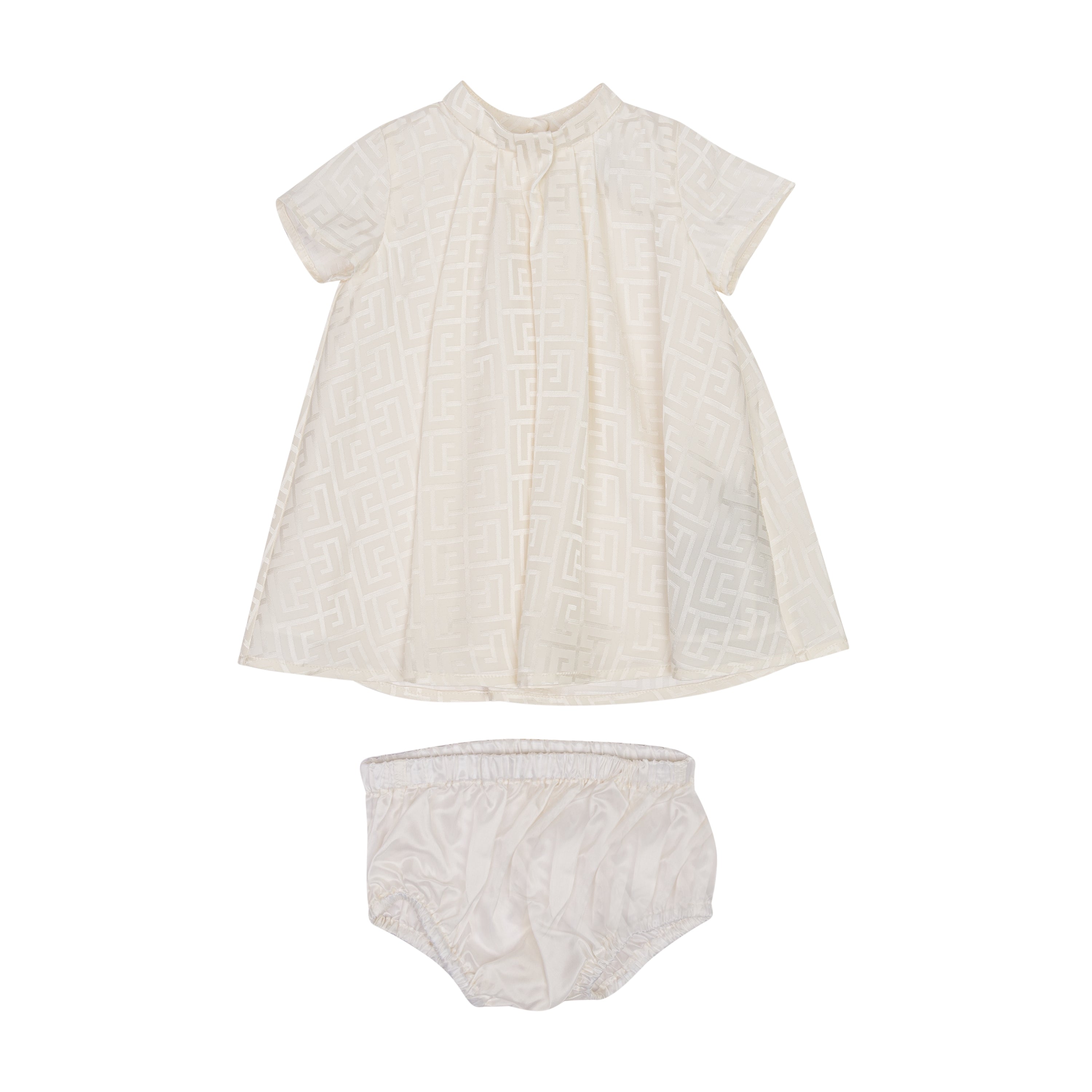 Baby Pleated Dress with Bloomers – Ivory Balmain