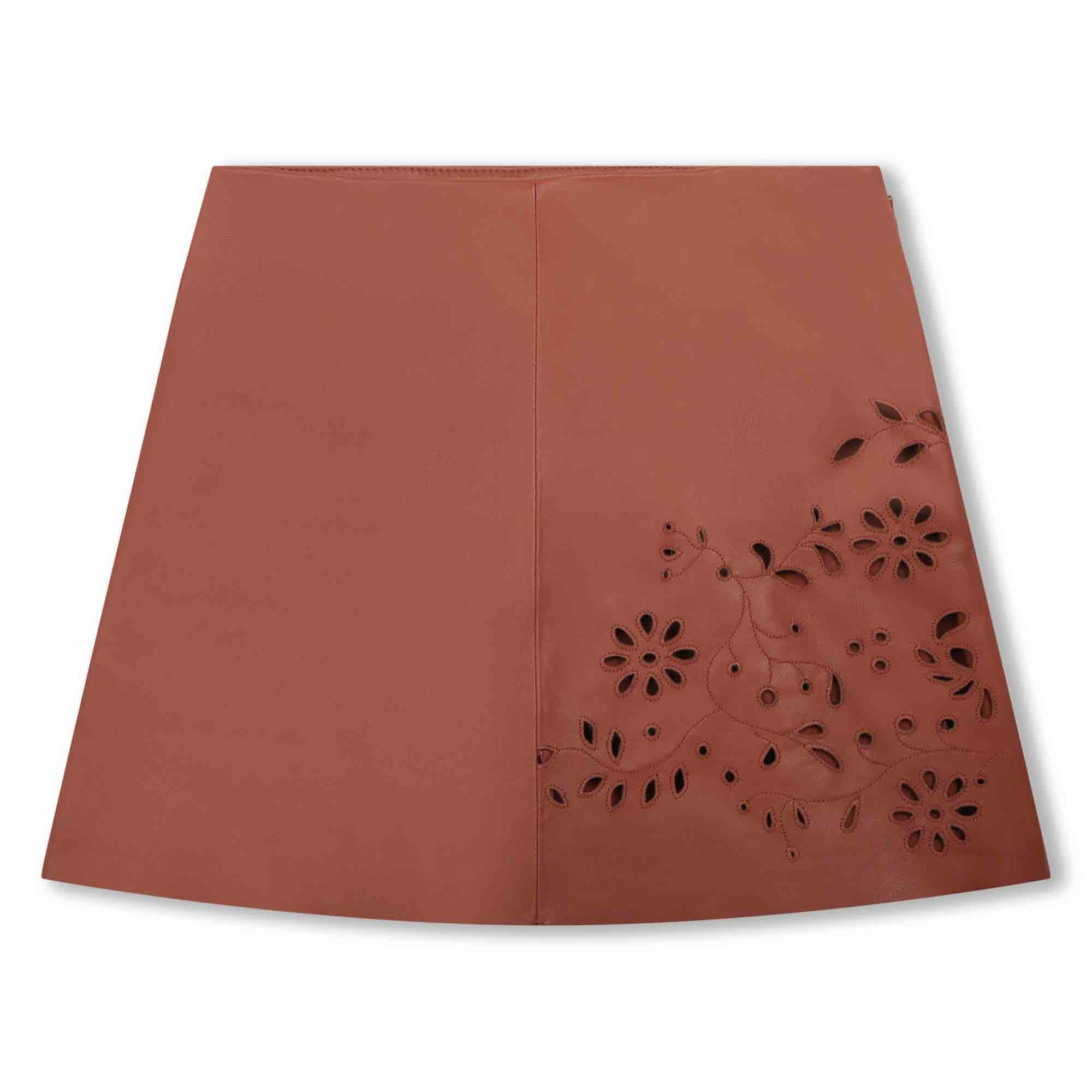 Leather Embroidered Skirt Chloe