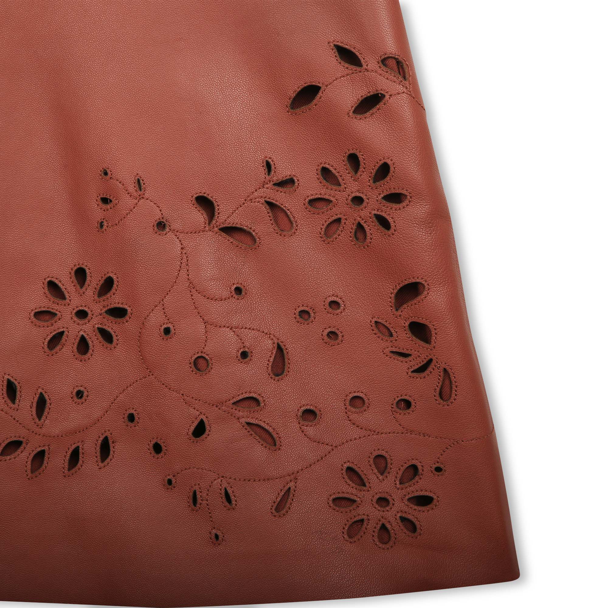 Leather Embroidered Skirt Chloe