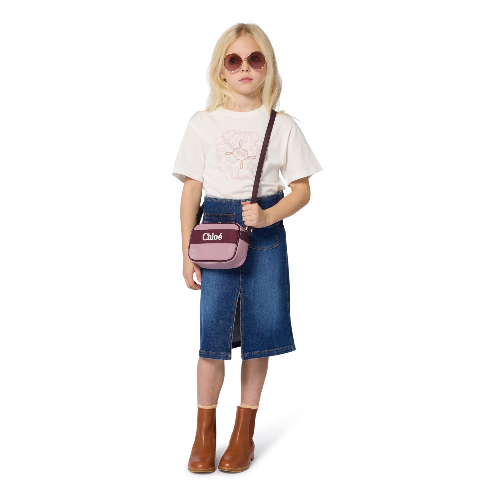 Organic Cotton Short Sleeve T-Shirt with Interwoven Logo Print Chloe