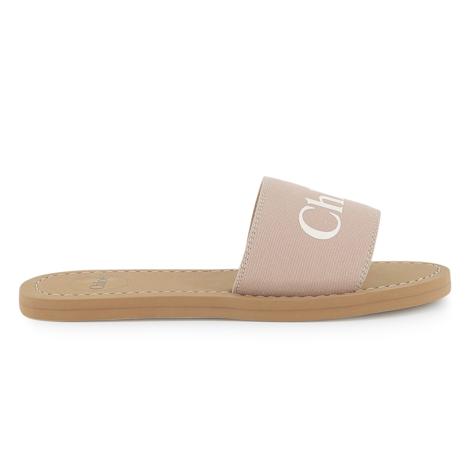 Blush Textile Slide Sandals with Logo Strap Chloe