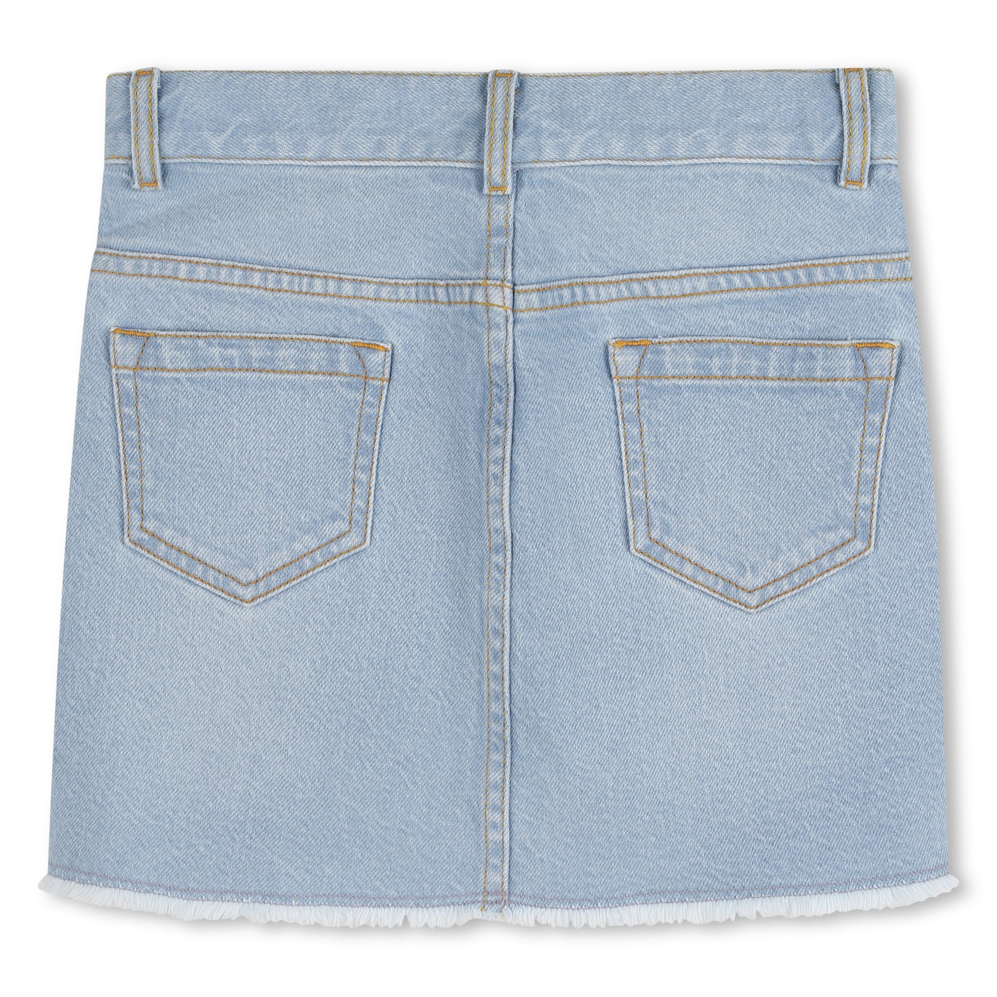 Organic Cotton Stretch Denim Skirt With Gold Charm Detail, Light Blue Chloe
