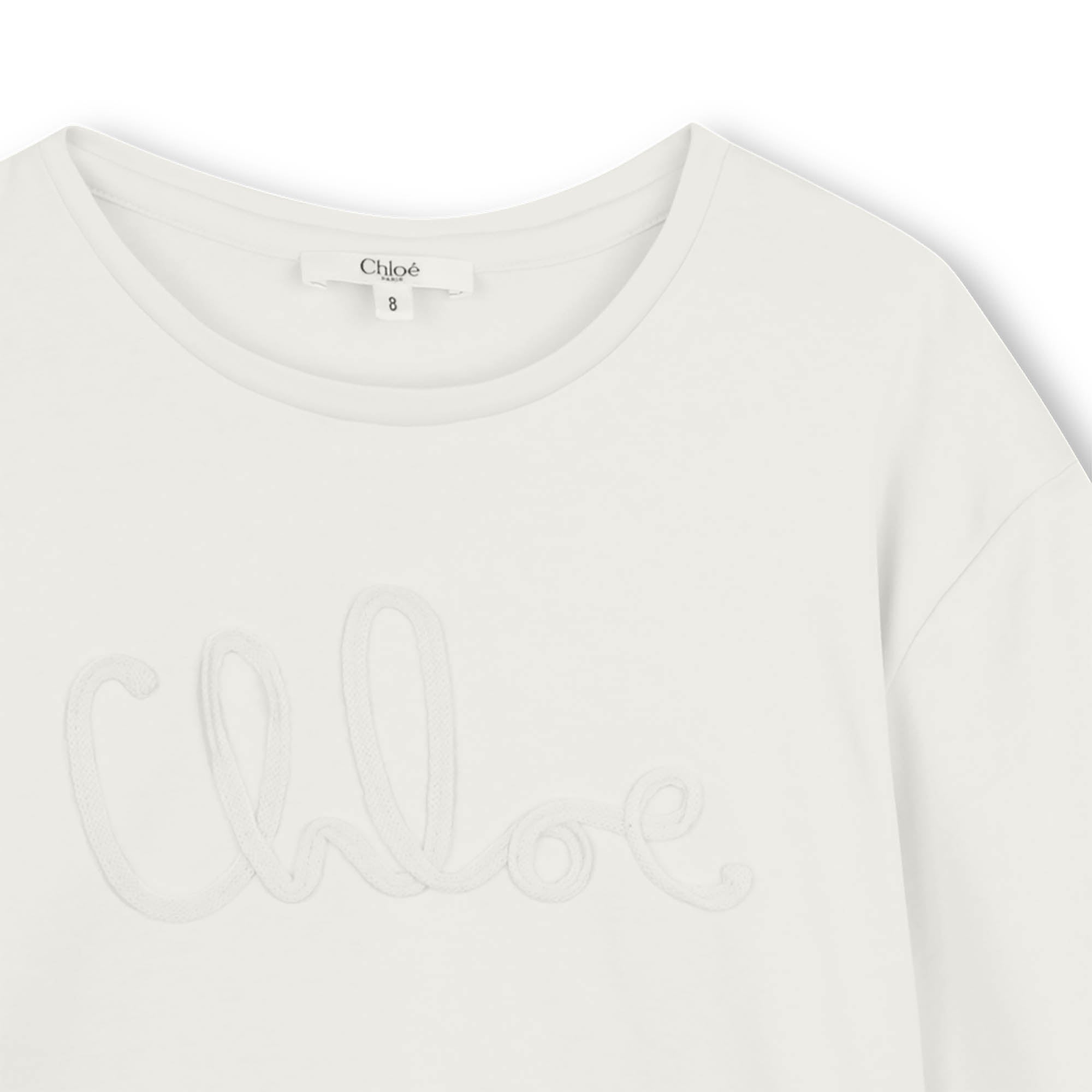 Organic Cotton Interlock T Shirt With Script Appliqué, Ivory Chloe