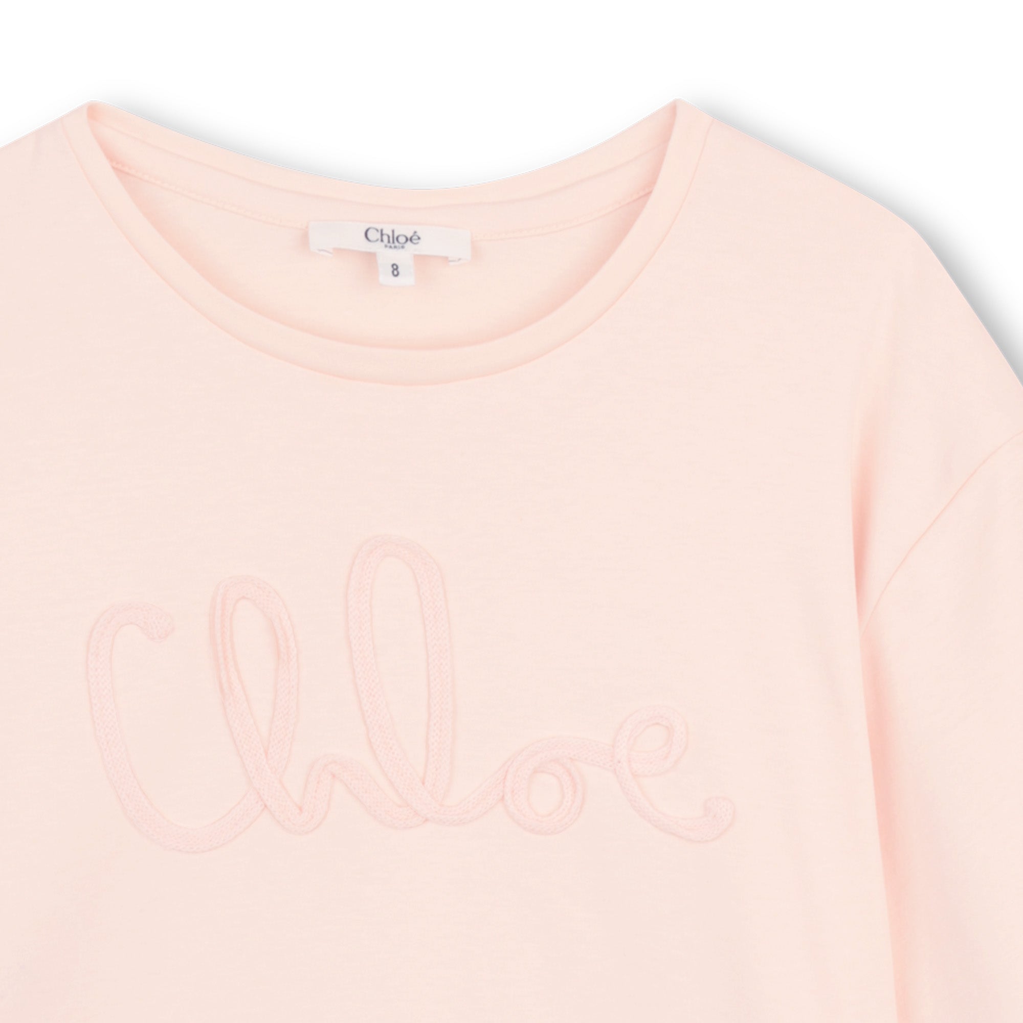 Organic Cotton Interlock T Shirt With Script Appliqué, Blush Pink Chloe