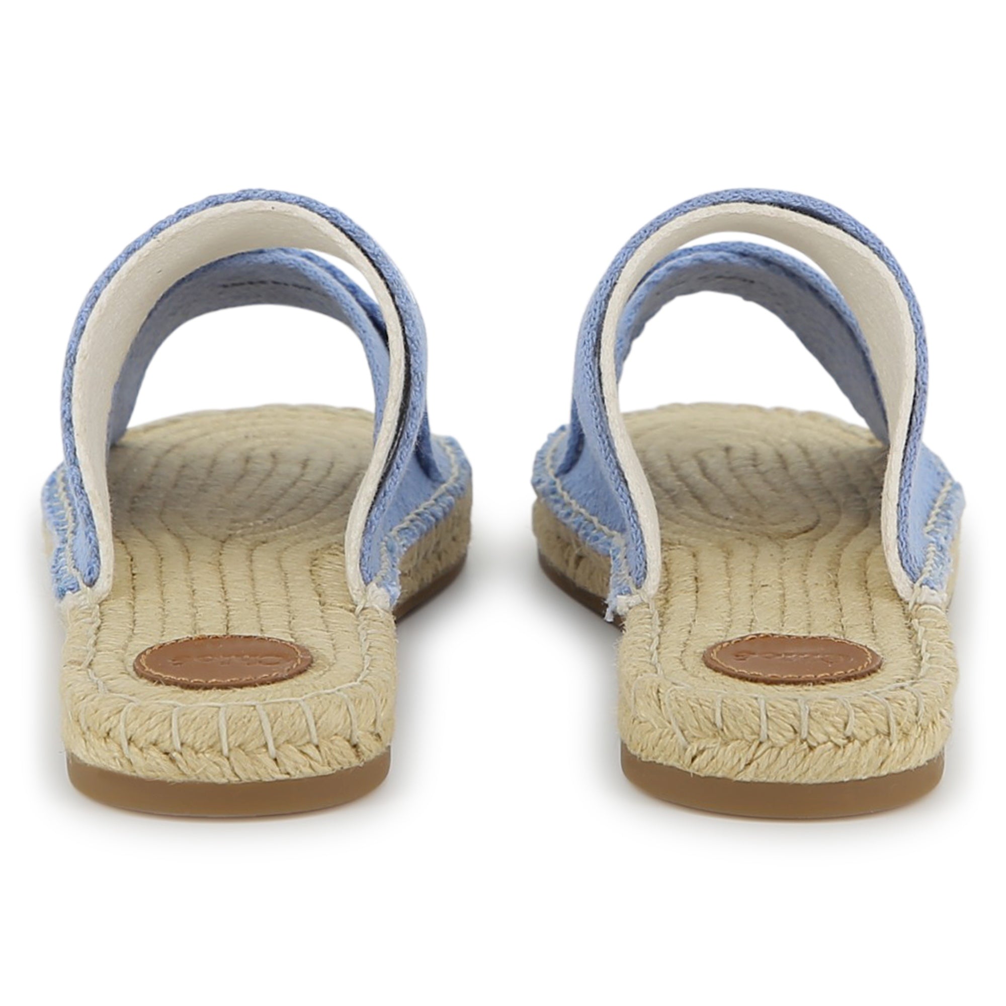 Rope Sole Sandals With Branded Grosgrain Straps, Light Blue Chloe