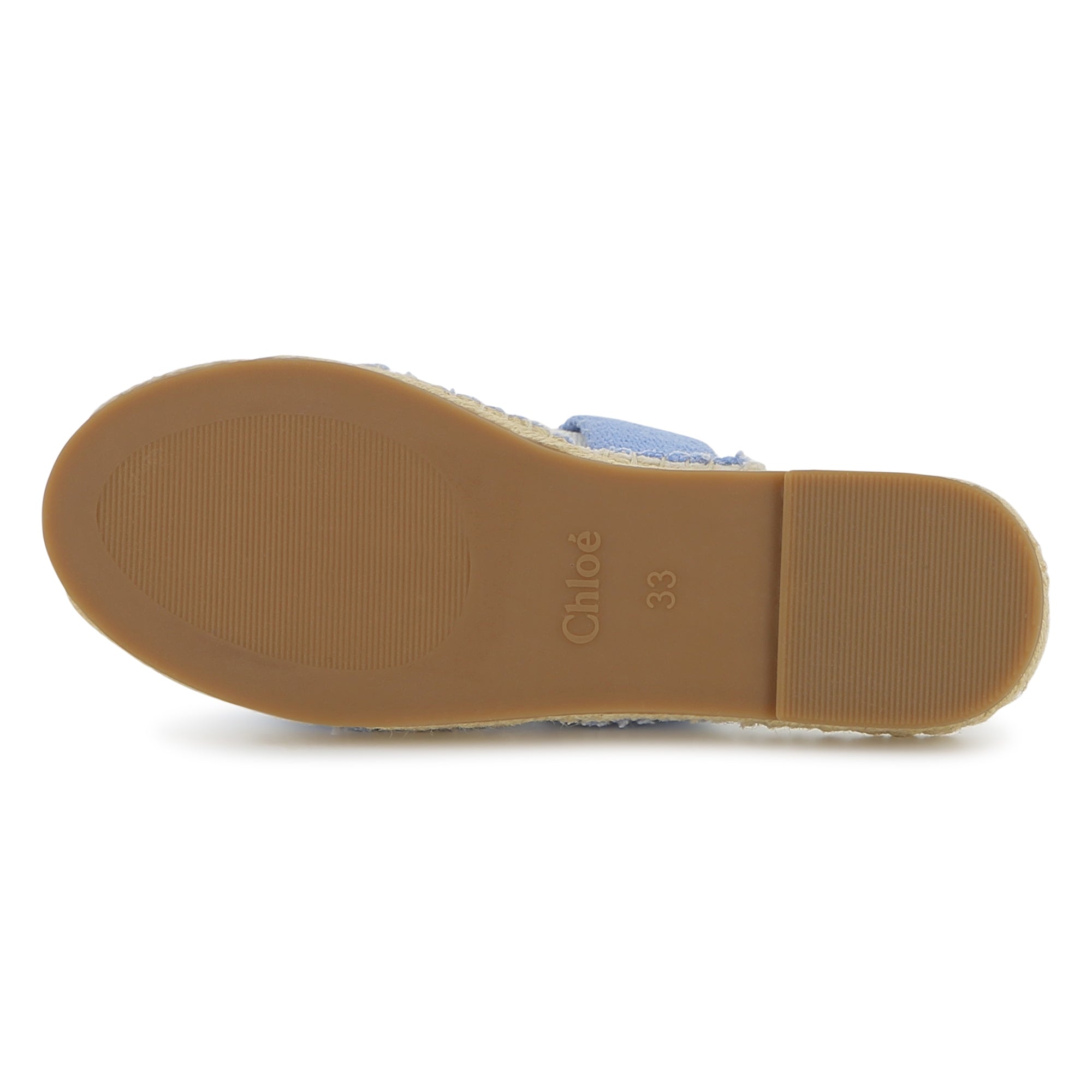 Rope Sole Sandals With Branded Grosgrain Straps, Light Blue Chloe