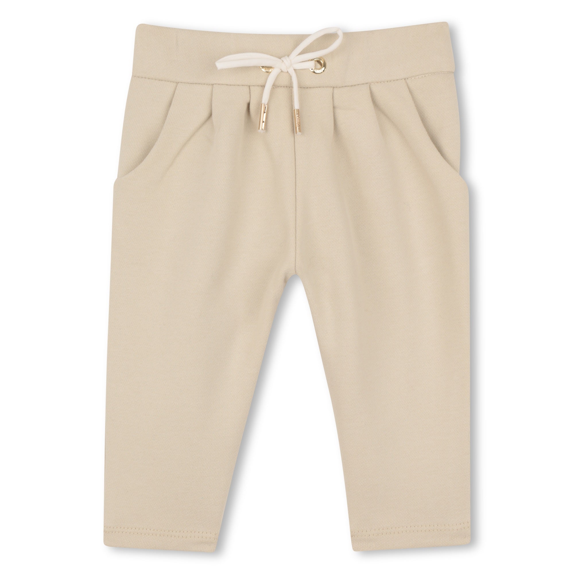 Baby Organic Cotton French Terry Cardigan And Joggers Set With Embroidered Collar, Cream Chloe