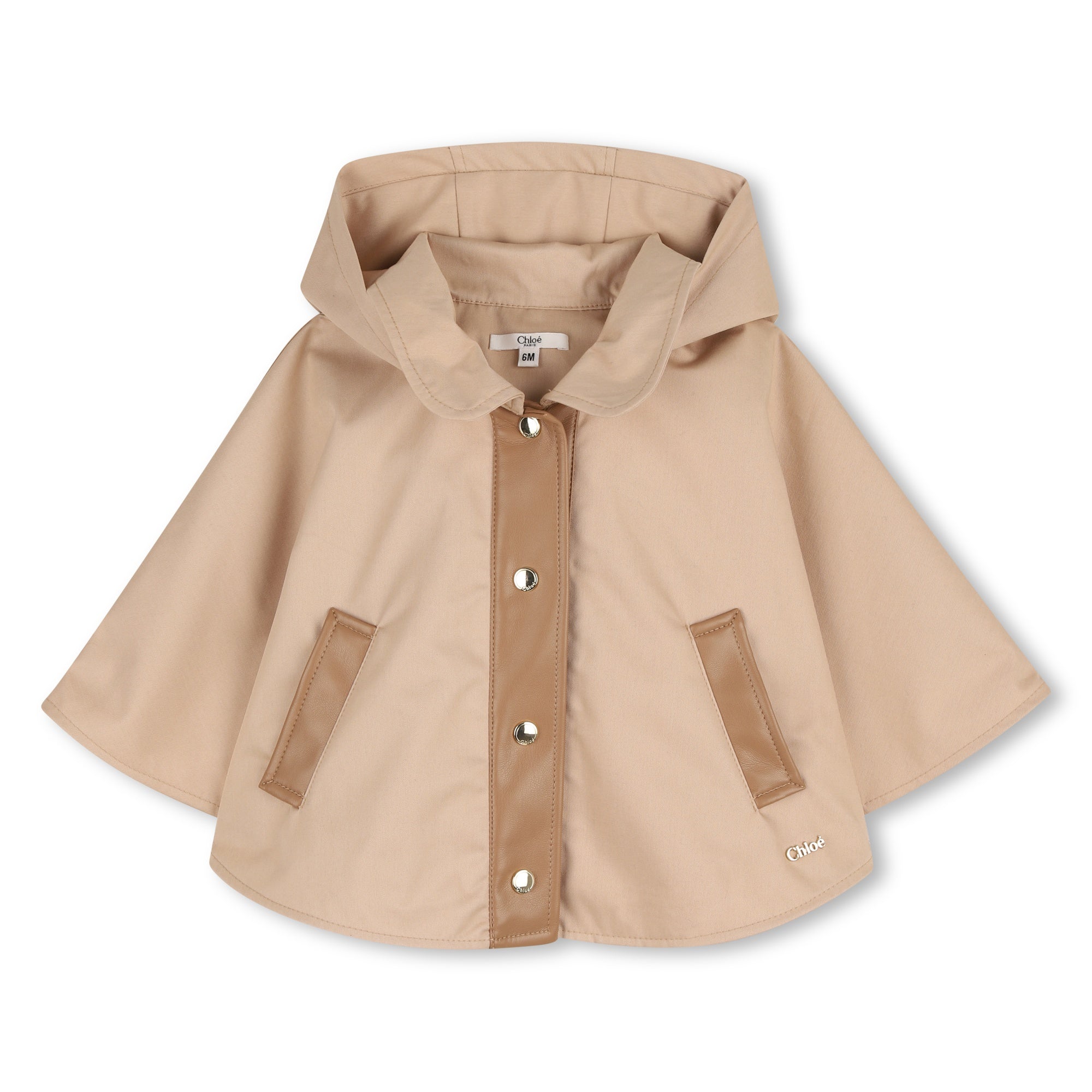 Laminated Cotton Canvas Cape with Hood Chloe