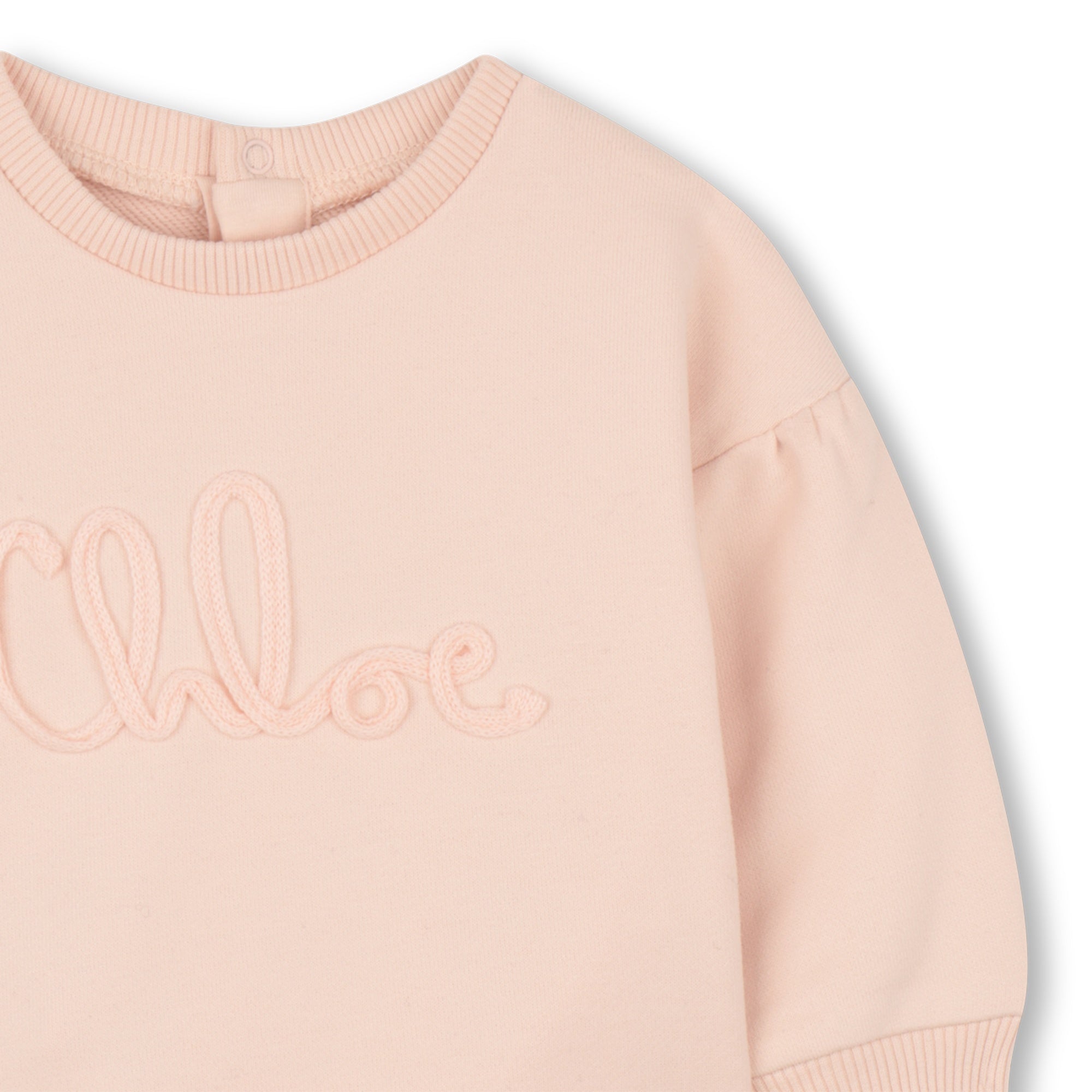 Baby Organic Cotton French Terry Sweatshirt With Script Appliqué, Blush Pink Chloe
