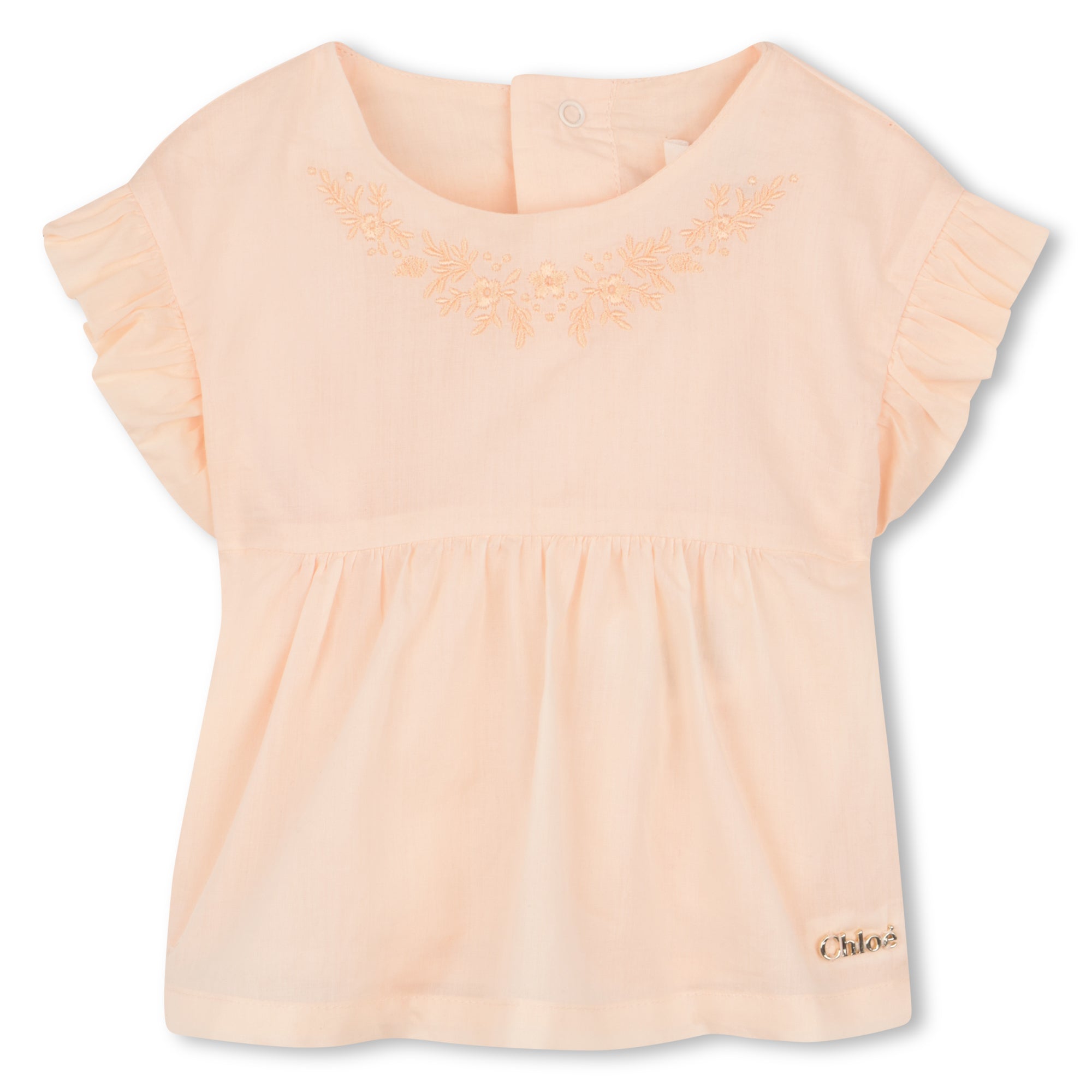 Organic Percale Top and Bloomers Set with Floral Embroidery Chloe