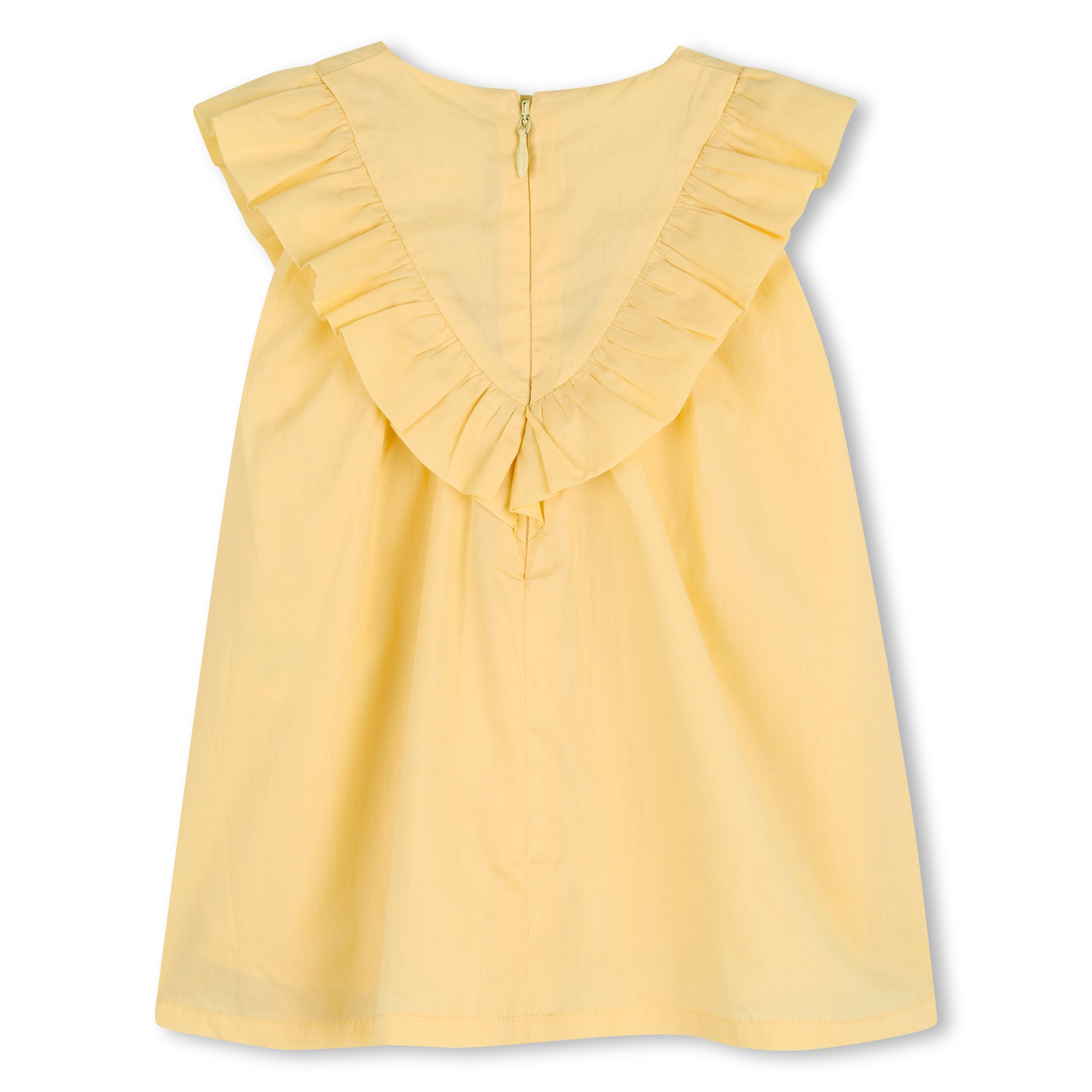 Baby Ceremony Dress And Bloomers Set, Organic Cotton Percale, Floral Embroidery, Ruffled Bib Chloe
