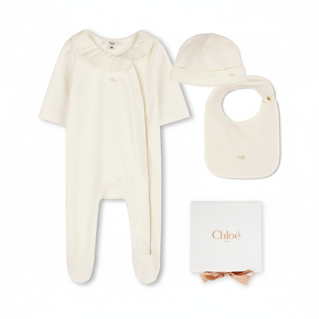 Organic Cotton Pajamas, Beanie and Bib Gift Set Chloe