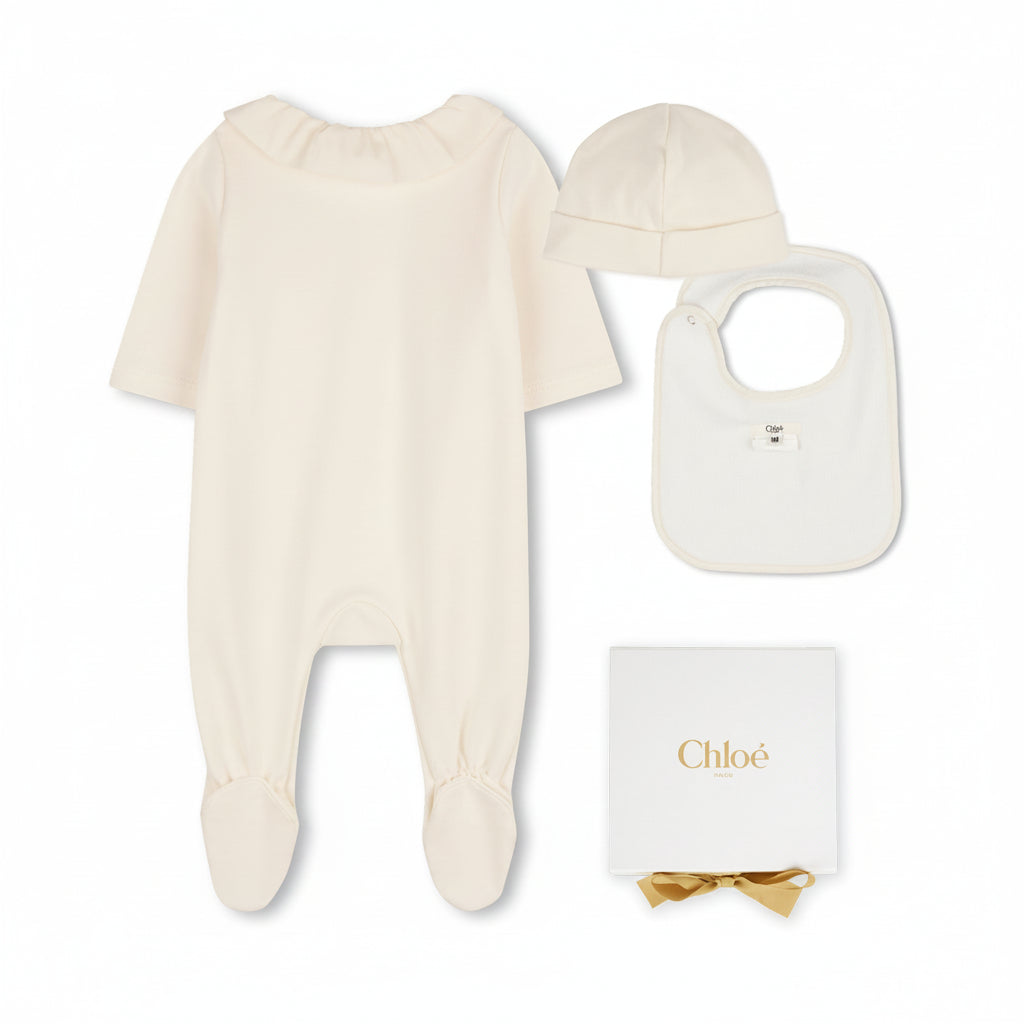 Organic Cotton Pajamas, Beanie and Bib Gift Set Chloe