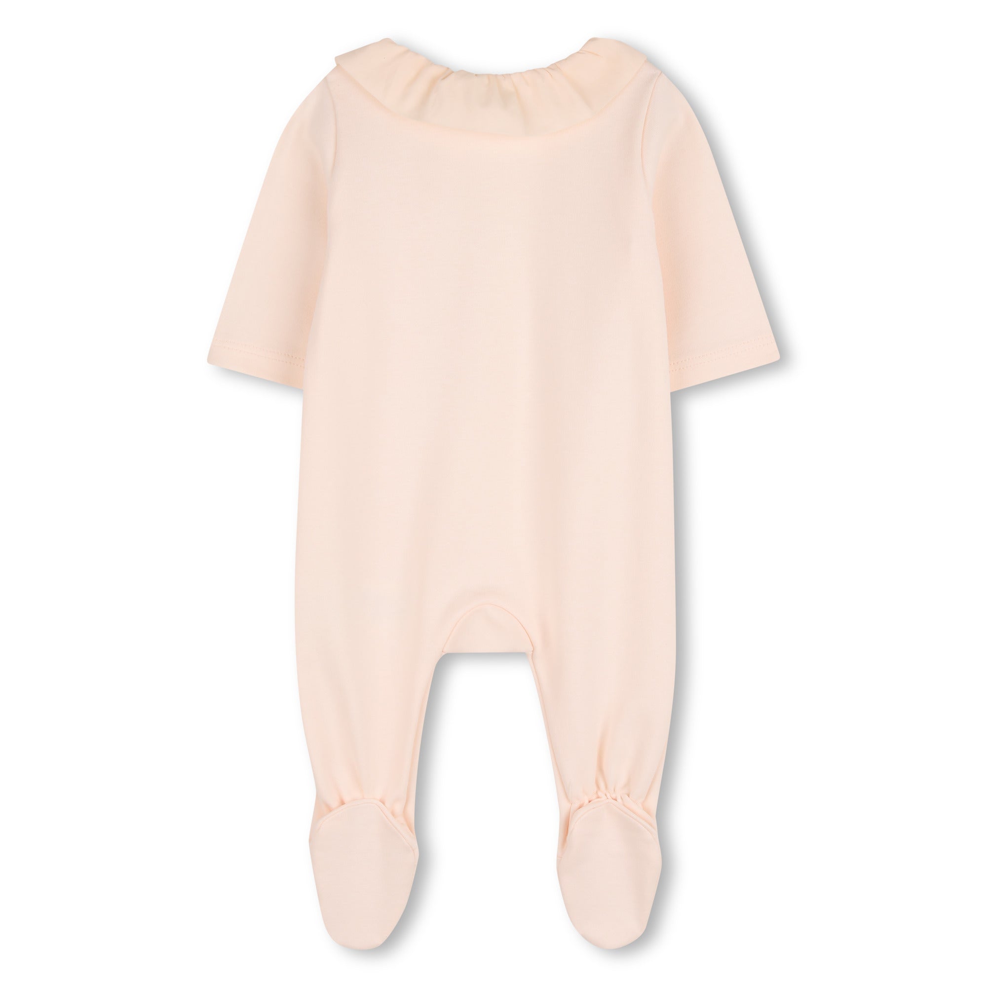 Baby Pyjamas Beanie And Bib Gift Set, Organic Cotton, Flounced Collar, Metallic Logo Detail Chloe
