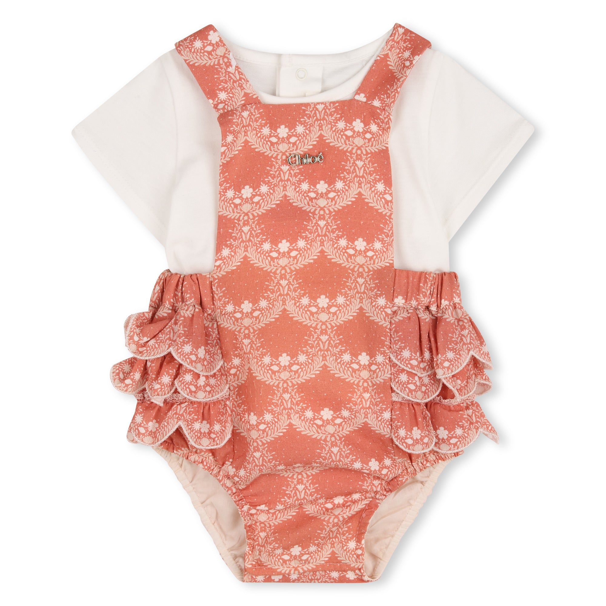 Baby Jumpsuit And T Shirt Set, Organic Cotton, Jacquard Dots, Heritage Scallops Print Chloe