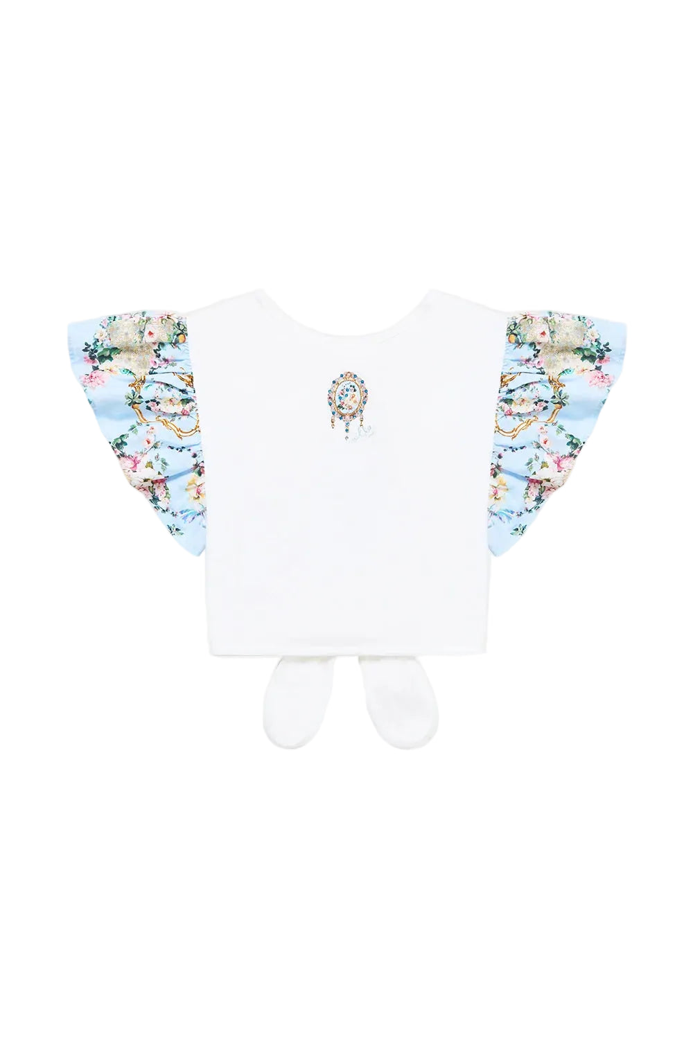 Sisi Society Kids Tie Front Crop Tee With Frill Sleeve Camilla