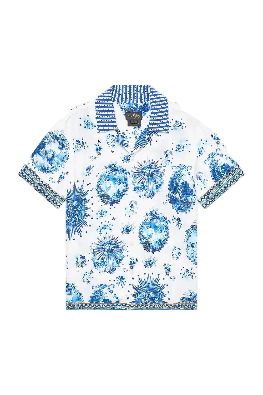 The Porcelain Parlour Boys Short Sleeve Camp Collared Shirt Camilla