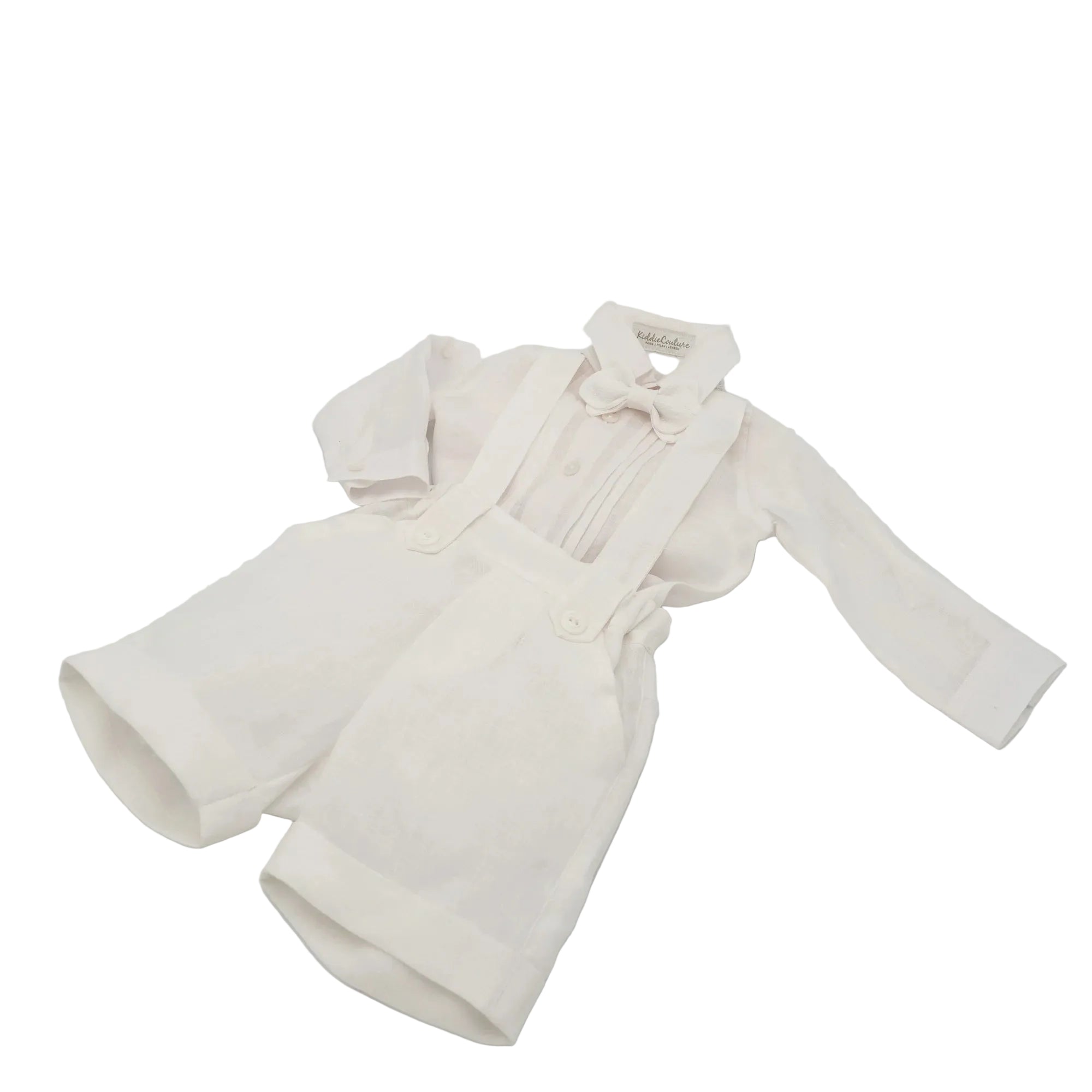 Three Piece Set in White or Ivory Linen Kiddie Couture