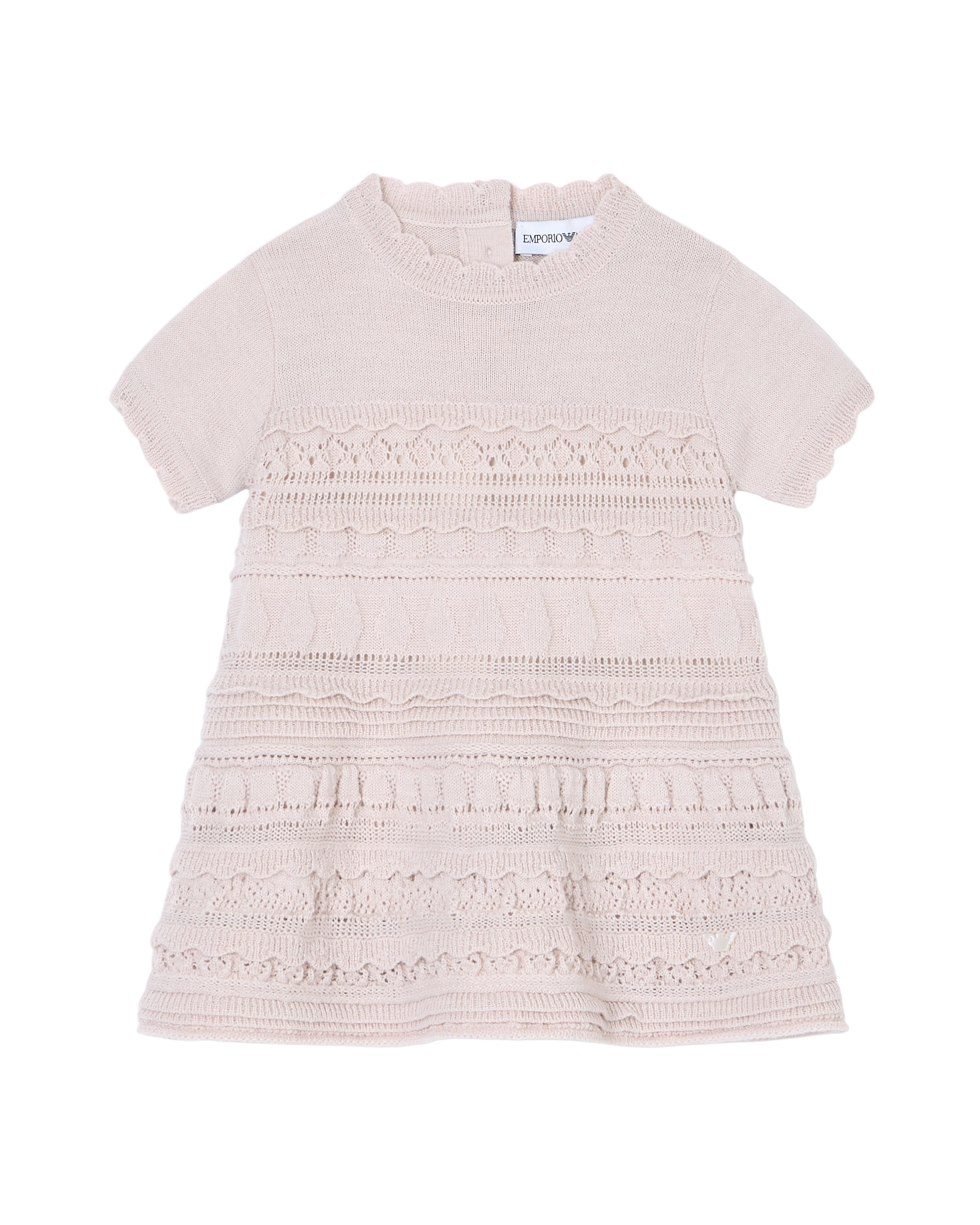 Wool-Blend Knit Dress with Micro Ruffles and Scalloped Hem Emporio Armani
