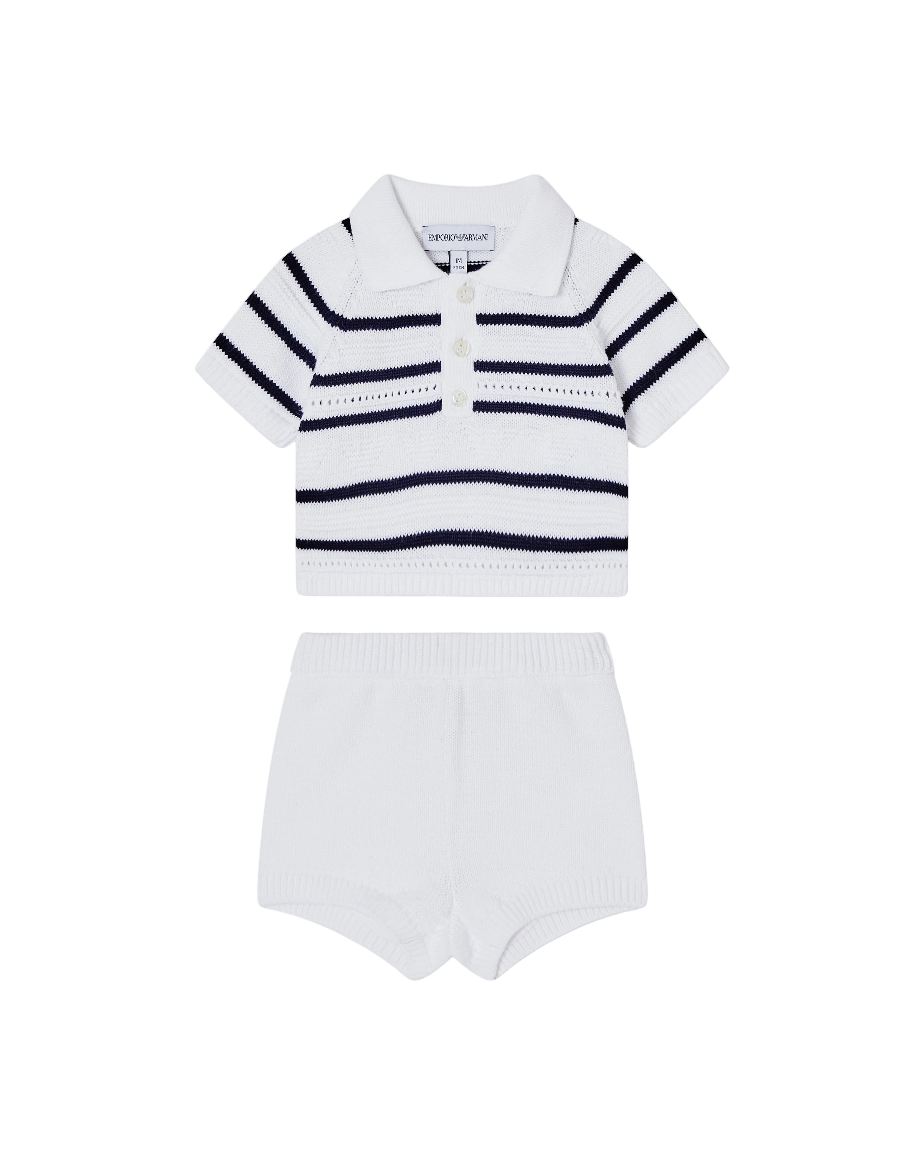 Navy And White Striped Two Piece Knit Set Emporio Armani