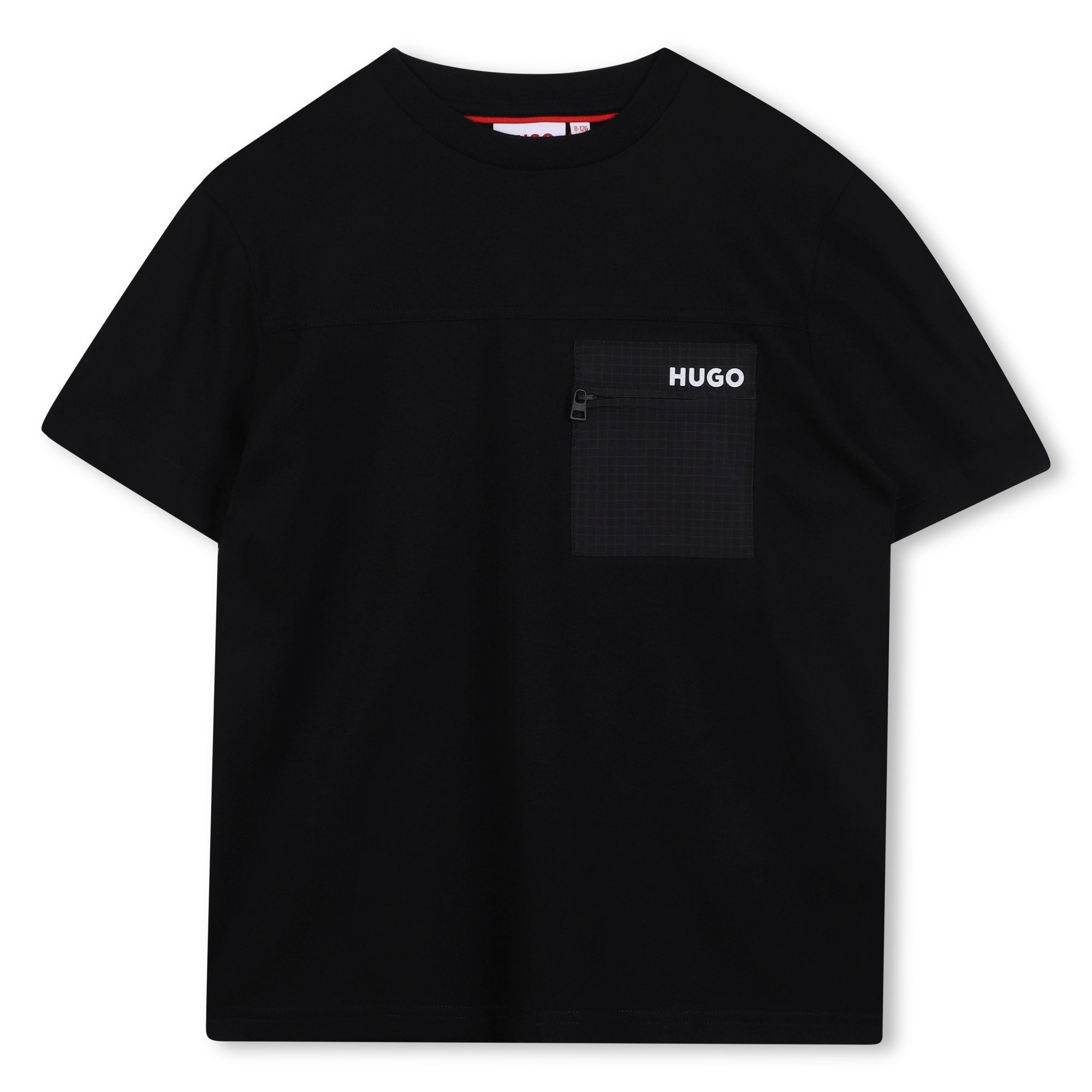 Cotton T-Shirt with Zip Pocket for Boys Hugo
