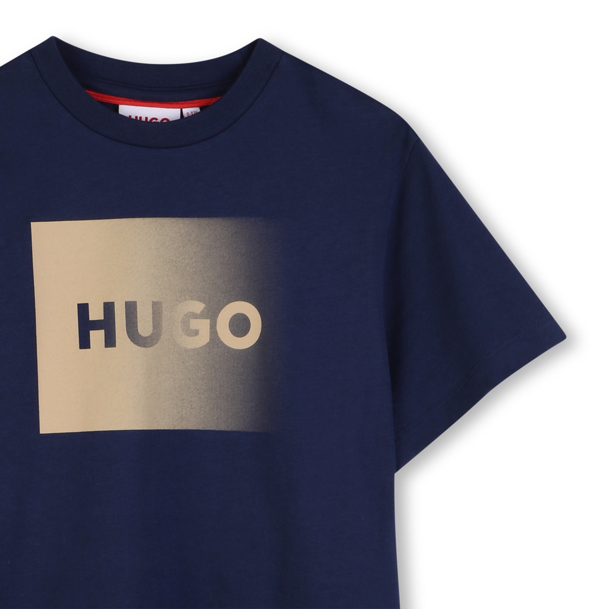 Organic Cotton Jersey T Shirt With Front Logo Print, Navy Hugo
