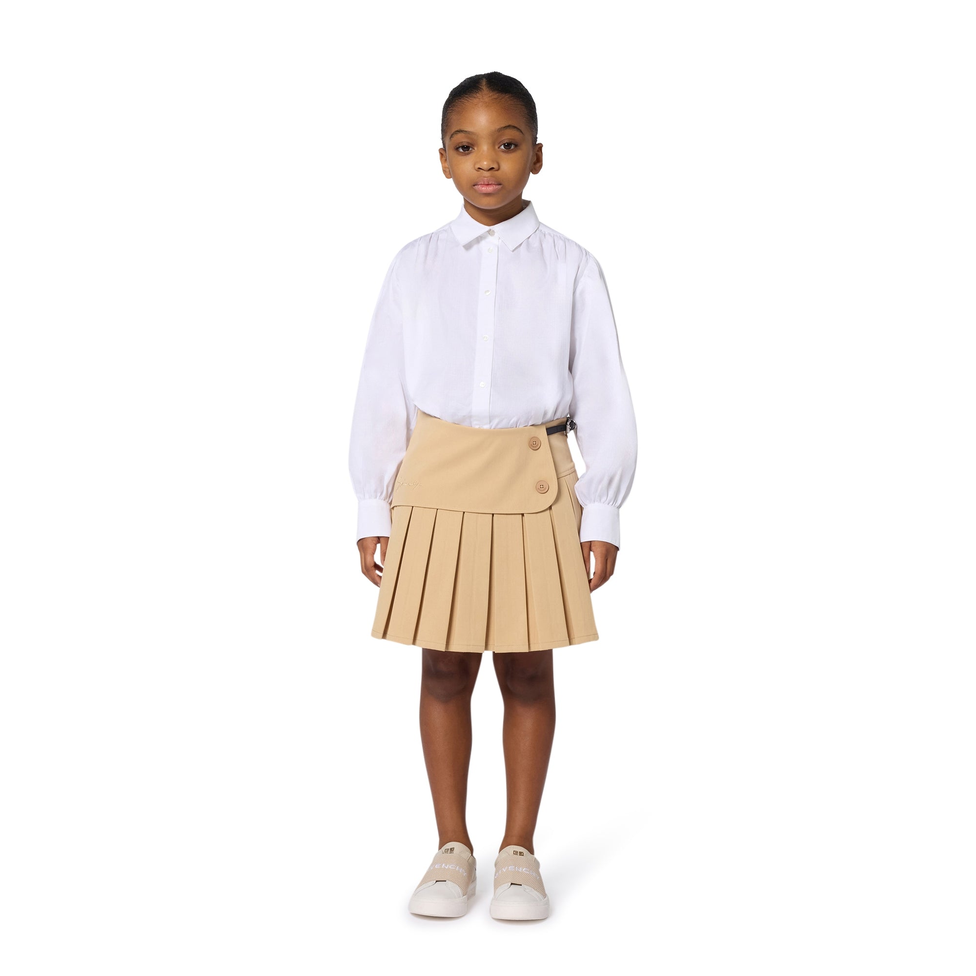 Pleated Twill Skirt with Adjustable Waist and Belt Detail Givenchy