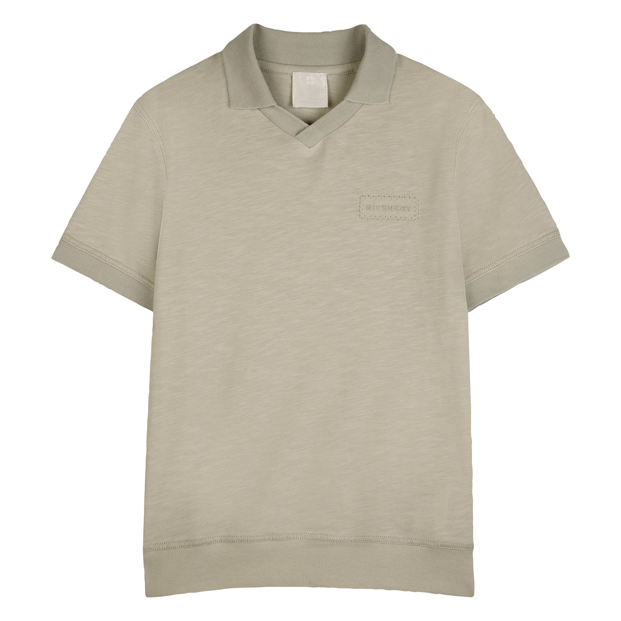 Slub Cotton Jersey Polo Shirt With Embroidered Patch, Beige Givenchy