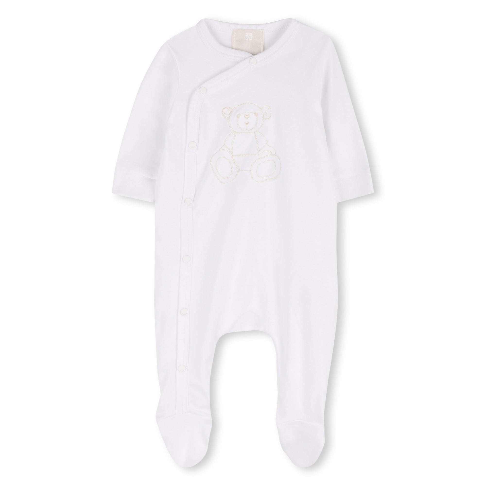 Baby Sleepsuit Hat And Soft Toy Gift Set In Cotton Interlock, White Givenchy