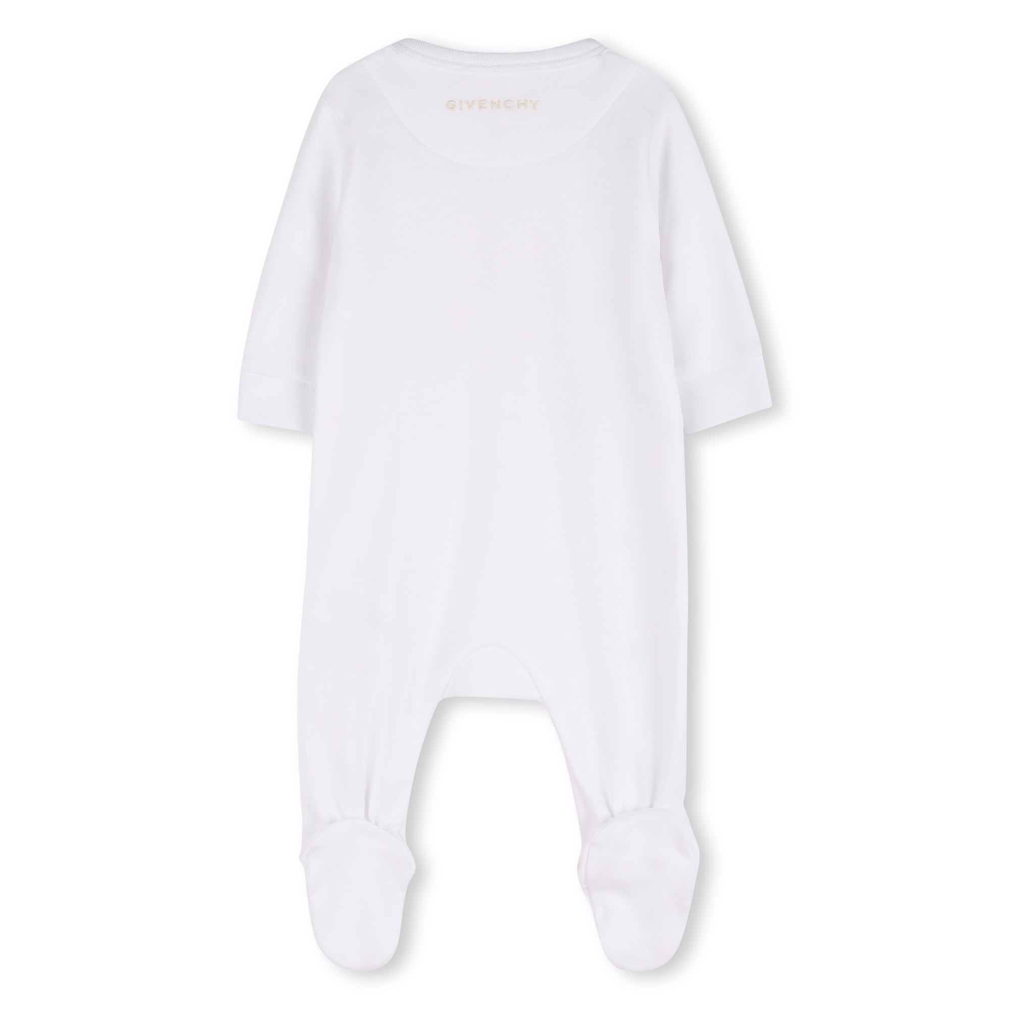 Baby Sleepsuit Hat And Soft Toy Gift Set In Cotton Interlock, White Givenchy