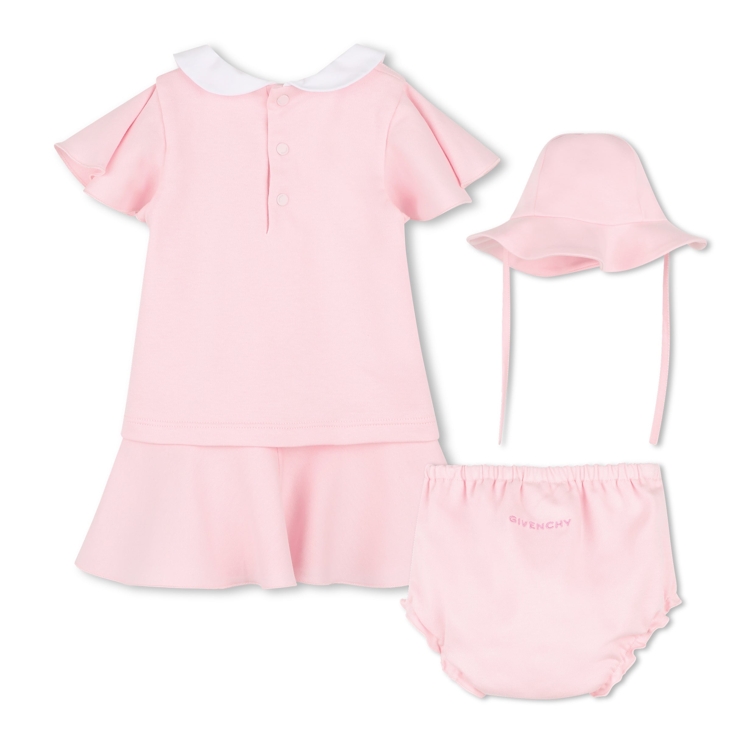 Cotton Dress, Bloomer & Hat Set Givenchy
