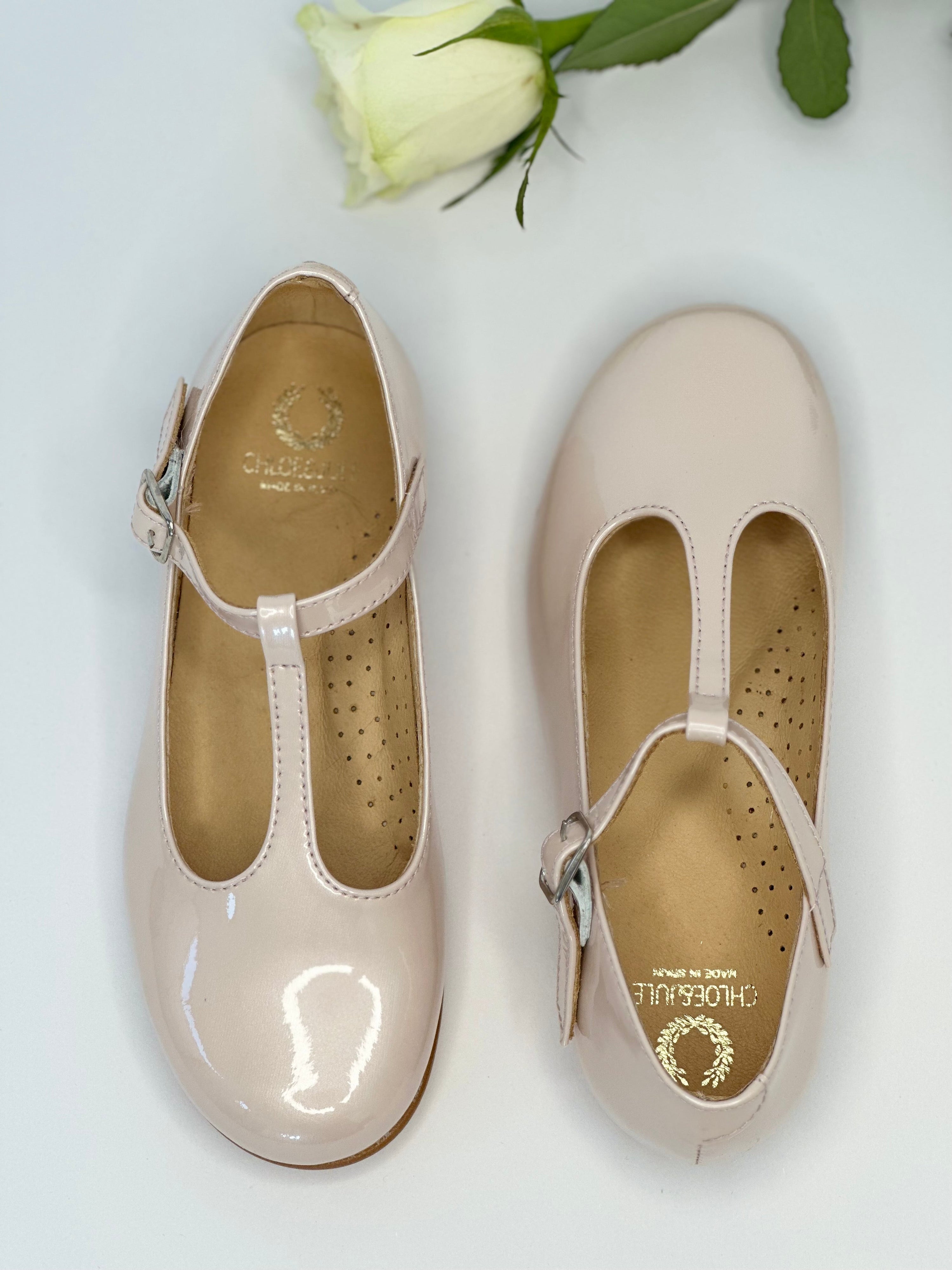 Pearl Pink T-Bar Mary Janes Chloe & Jule