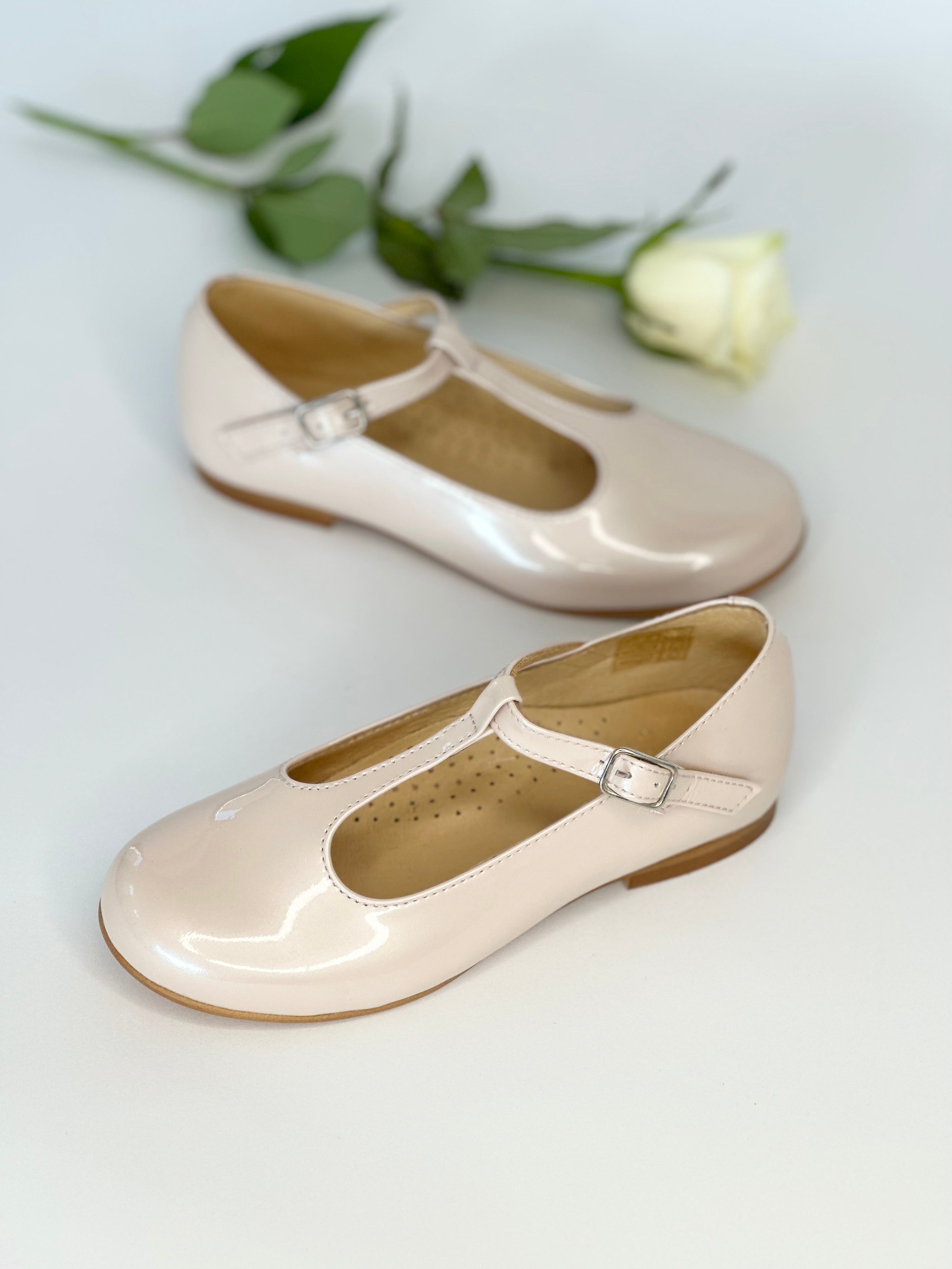 Pearl Pink T-Bar Mary Janes Chloe & Jule