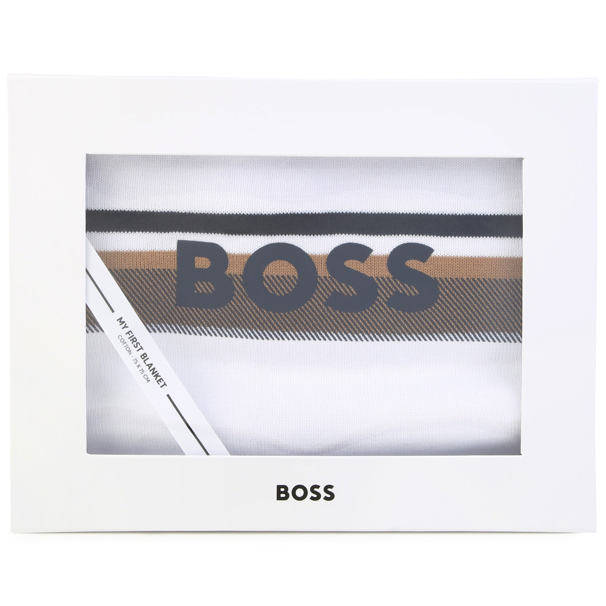Cotton Knit Baby Blanket with Jacquard Print Hugo Boss