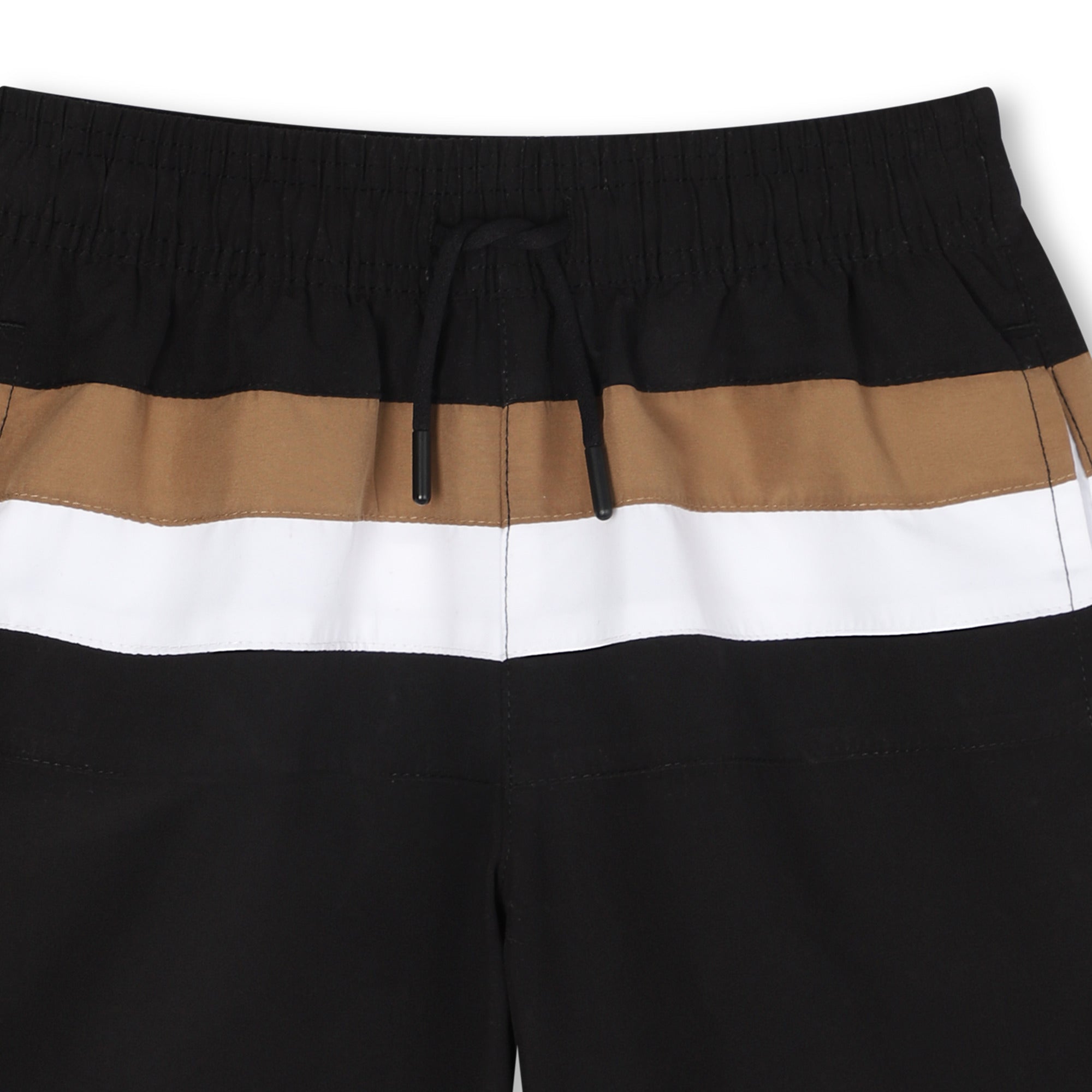Striped Polyester Swim Shorts with Logo Print Hugo Boss