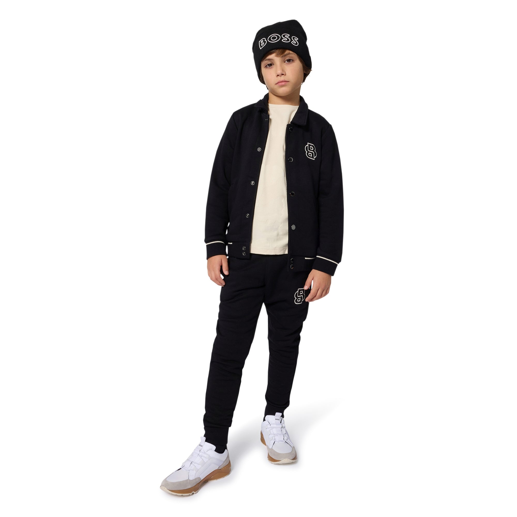 Brushed Fleece Jogging Bottoms with Contrasting Waist Stripe Hugo Boss