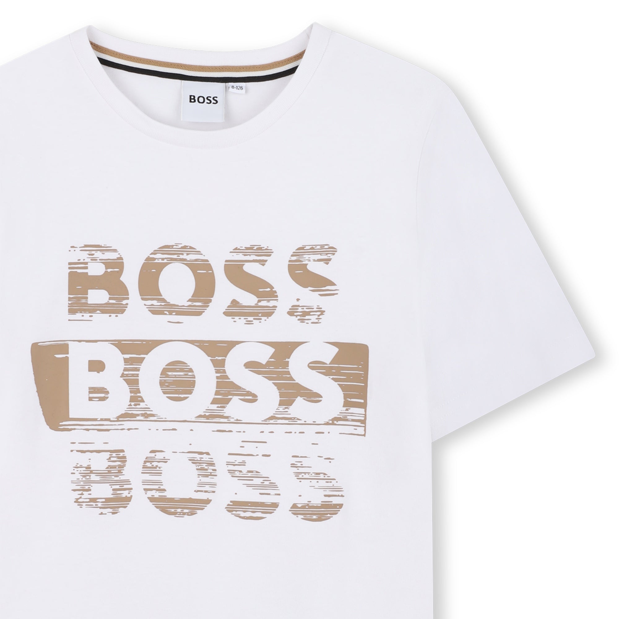 Cotton Jersey Short Sleeve T-Shirt with Fancy Logo Print Hugo Boss