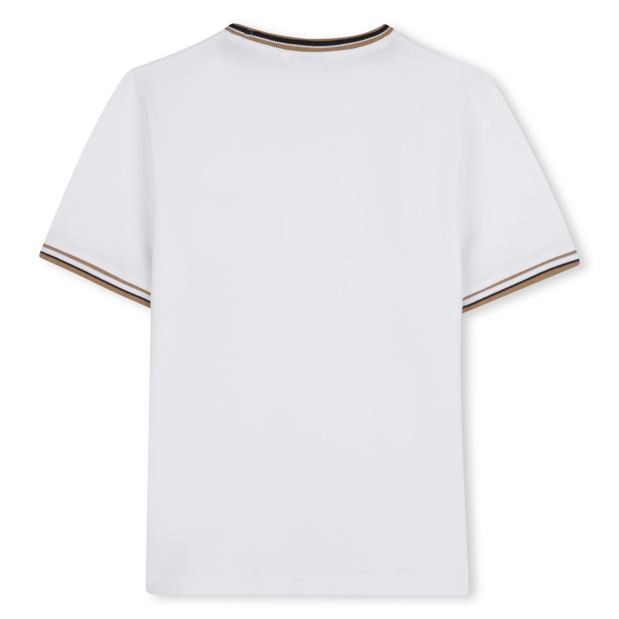Cotton Piqué Short Sleeve T-Shirt with Iconic Stripe Detail and Logo Hugo Boss