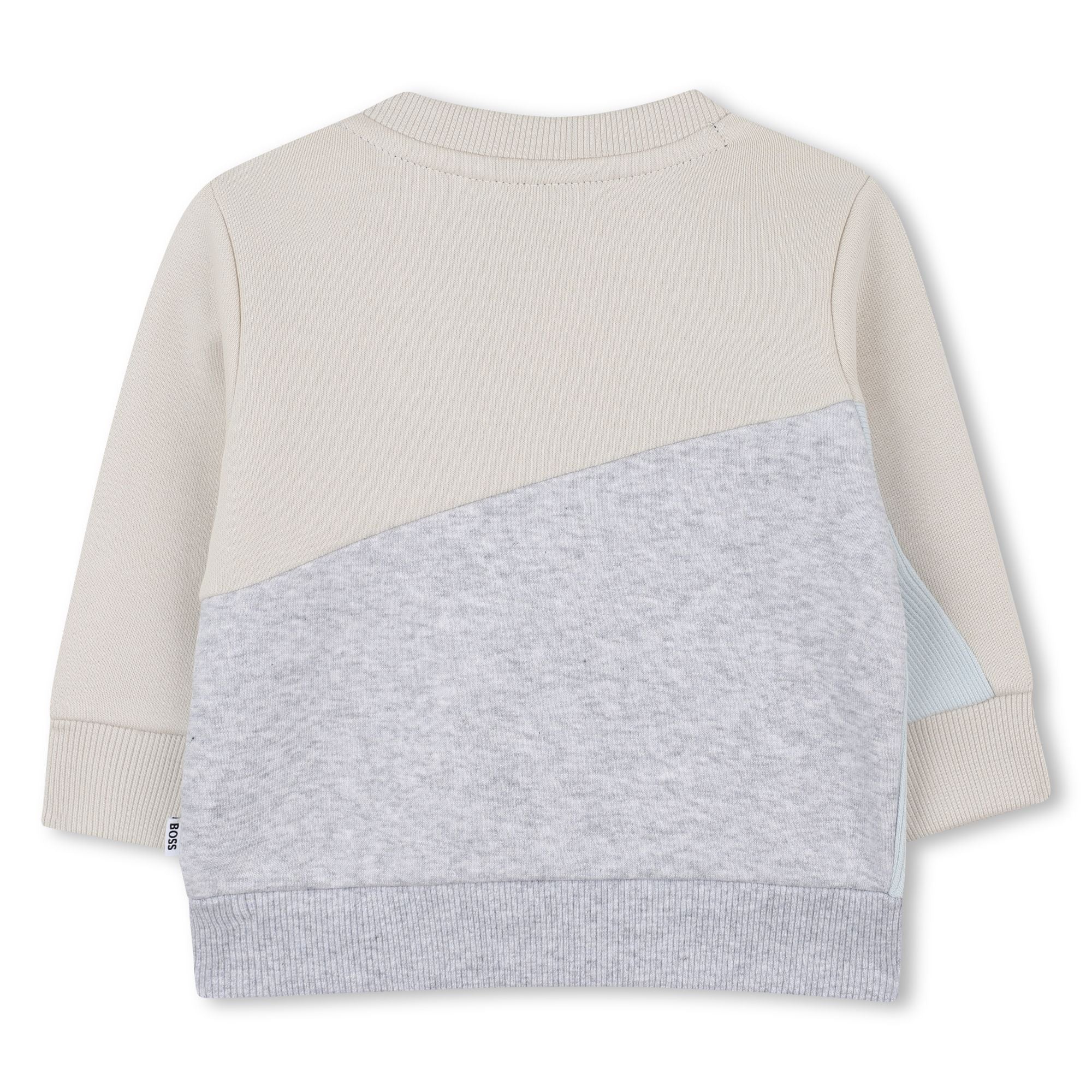 Brushed Fleece Sweatshirt with Ribbed Yoke and Embroidered Logo Hugo Boss