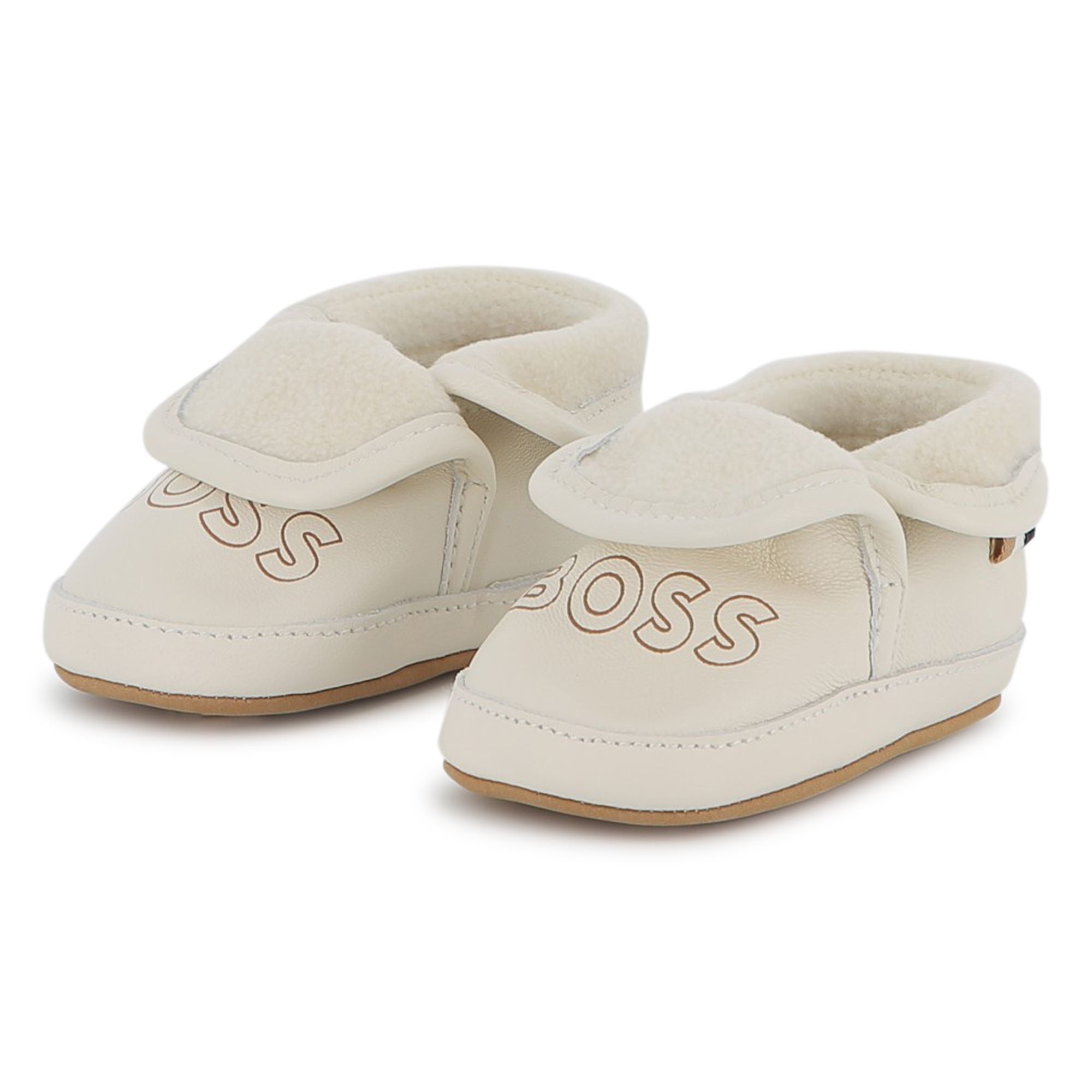 Sheep Leather Slippers with Elastic Fastener and Faux Shearling Lining Hugo Boss