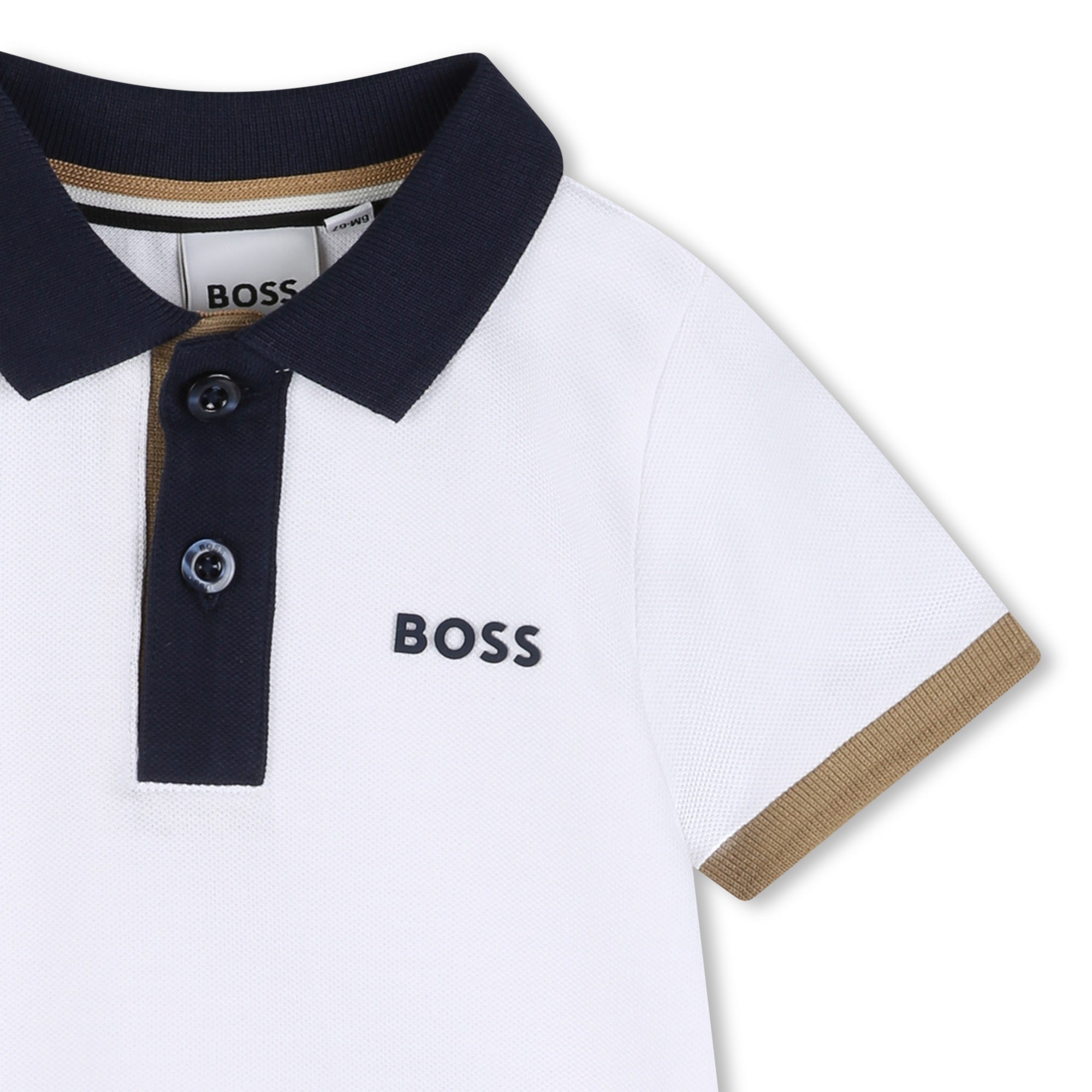 Baby Cotton Piqué Polo Shirt, White Hugo Boss