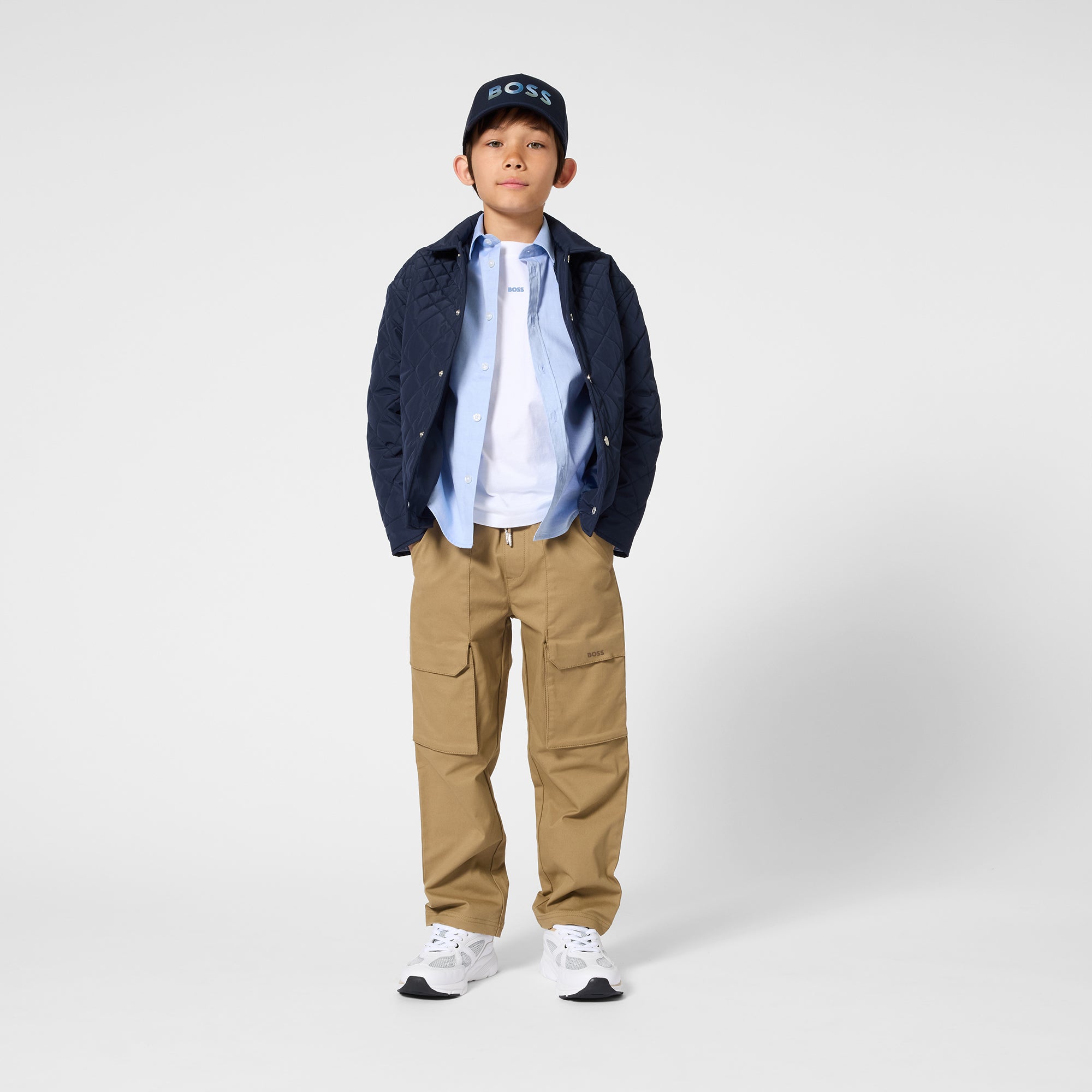 Cotton Cargo Pants with Elastic Waist and Drawcord Hugo Boss