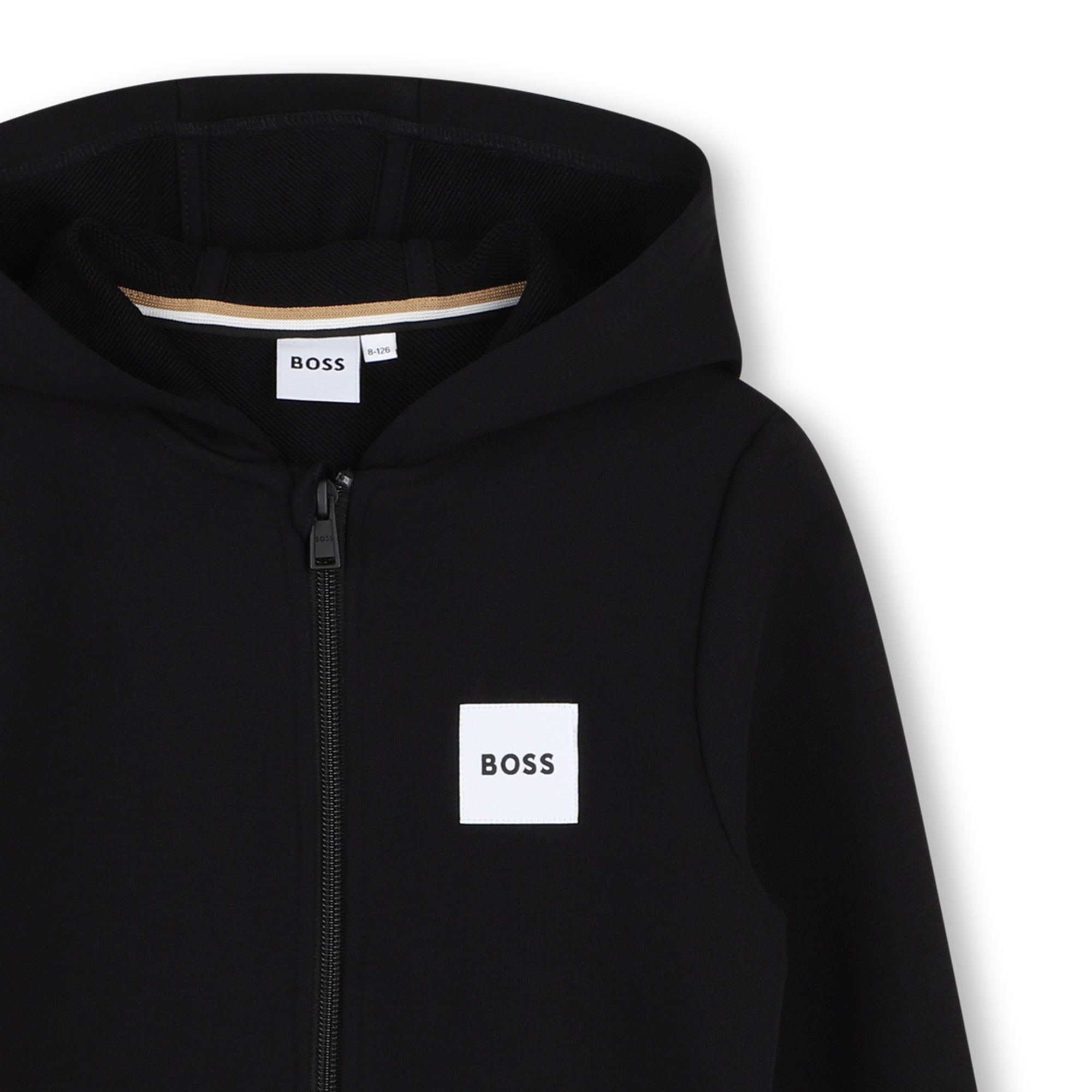 Hooded Zip Up Cotton Blend Cardigan with Front Pockets Hugo Boss
