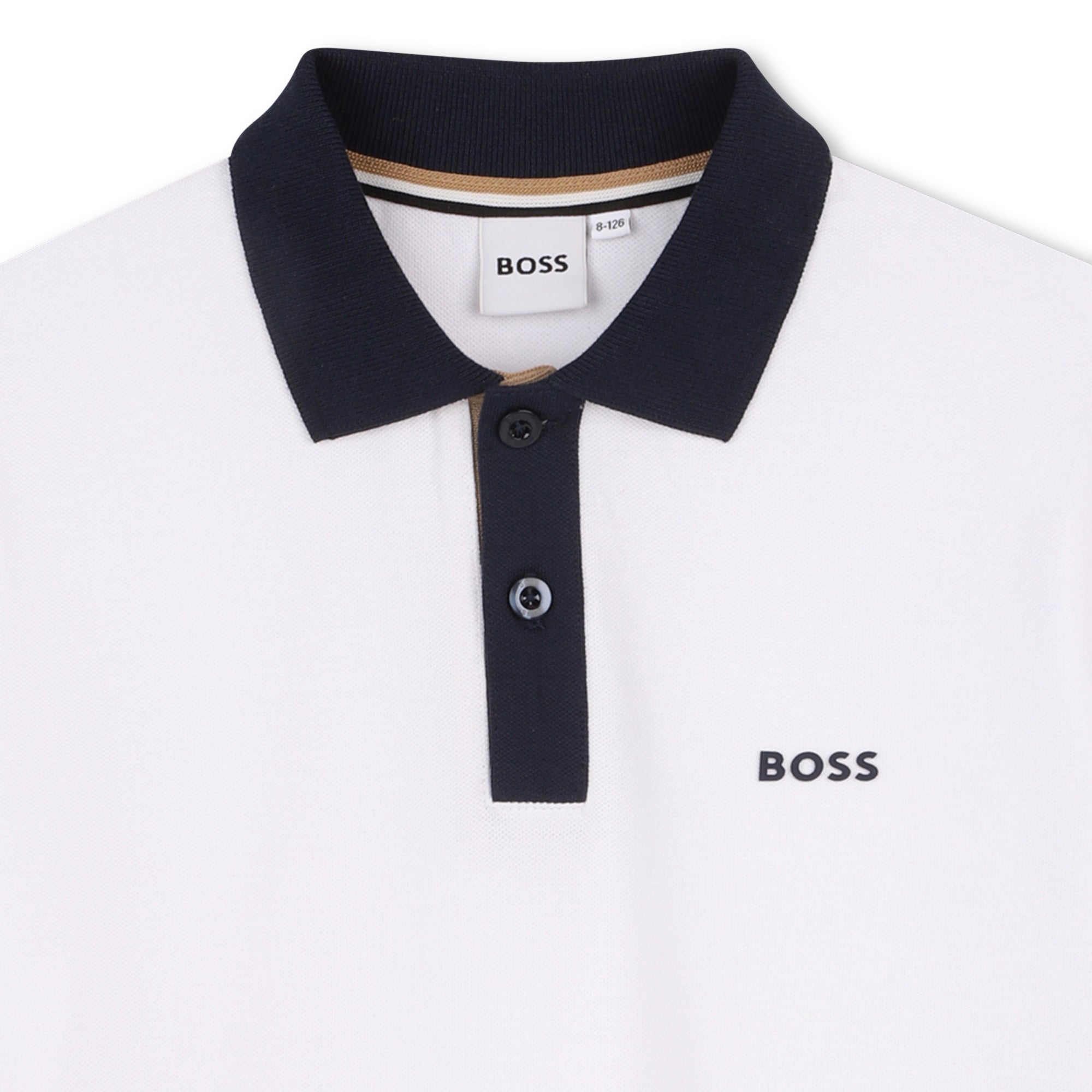 Cotton Piqué Short Sleeve Polo Shirt with Contrast Collar Hugo Boss