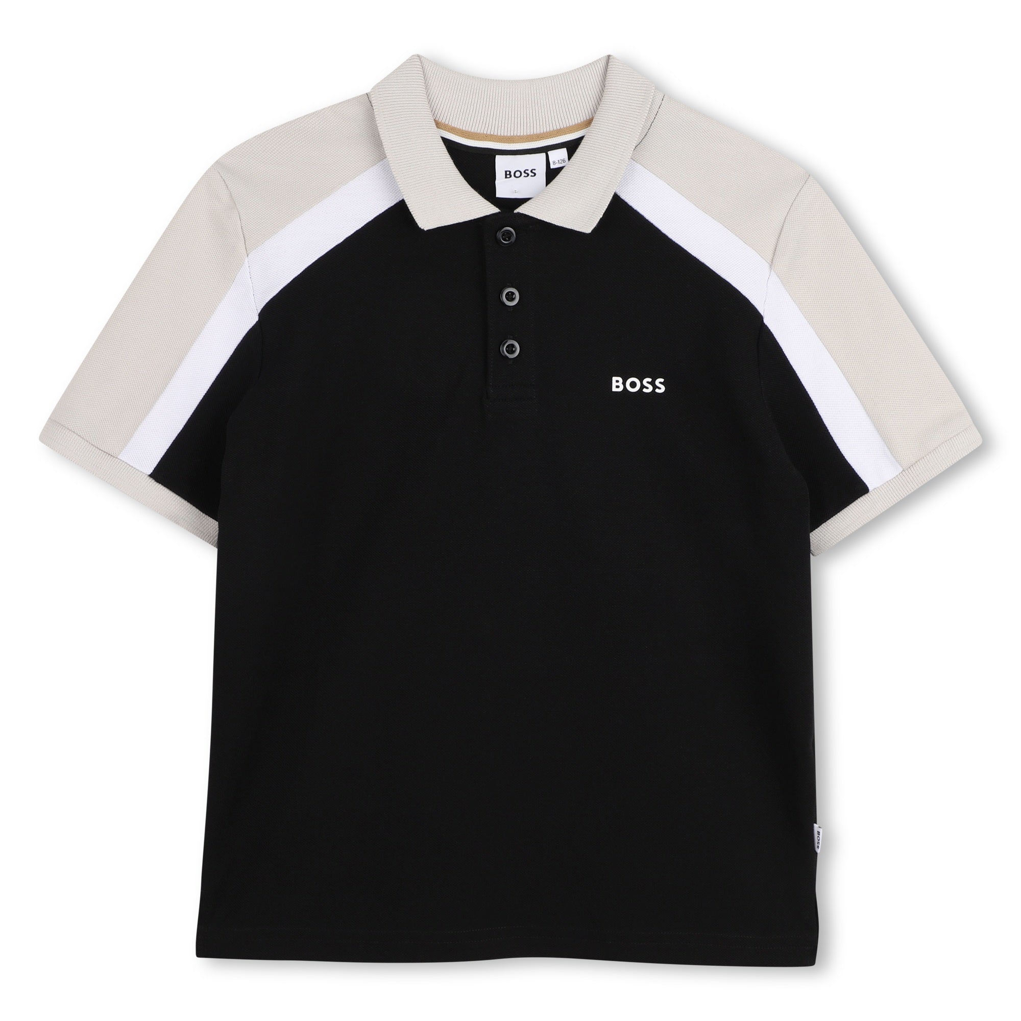Cotton Piqué Polo Shirt with Contrast Shoulder Panels Hugo Boss