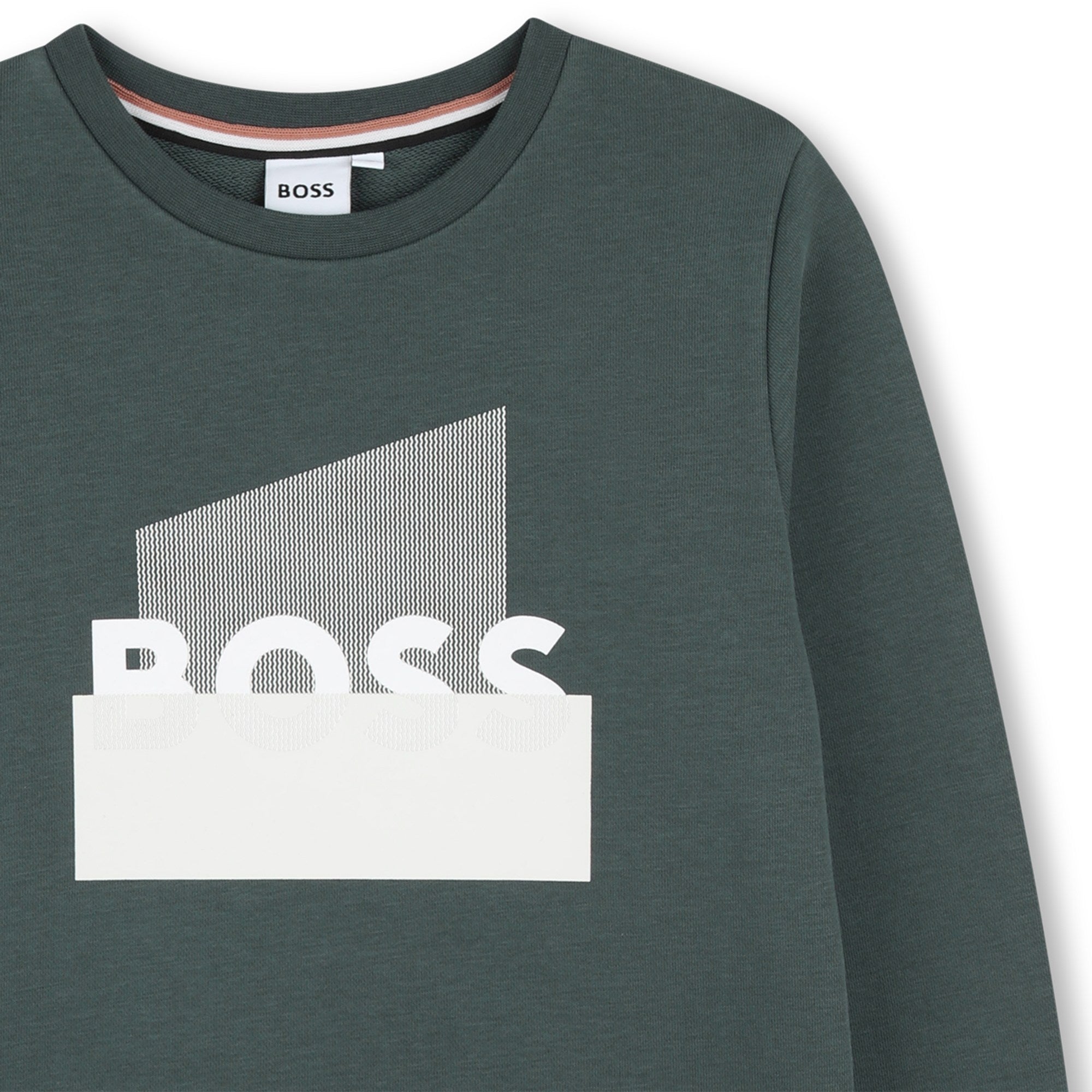 Cotton Blend Fleece Sweatshirt with Graphic Chest Detail Hugo Boss