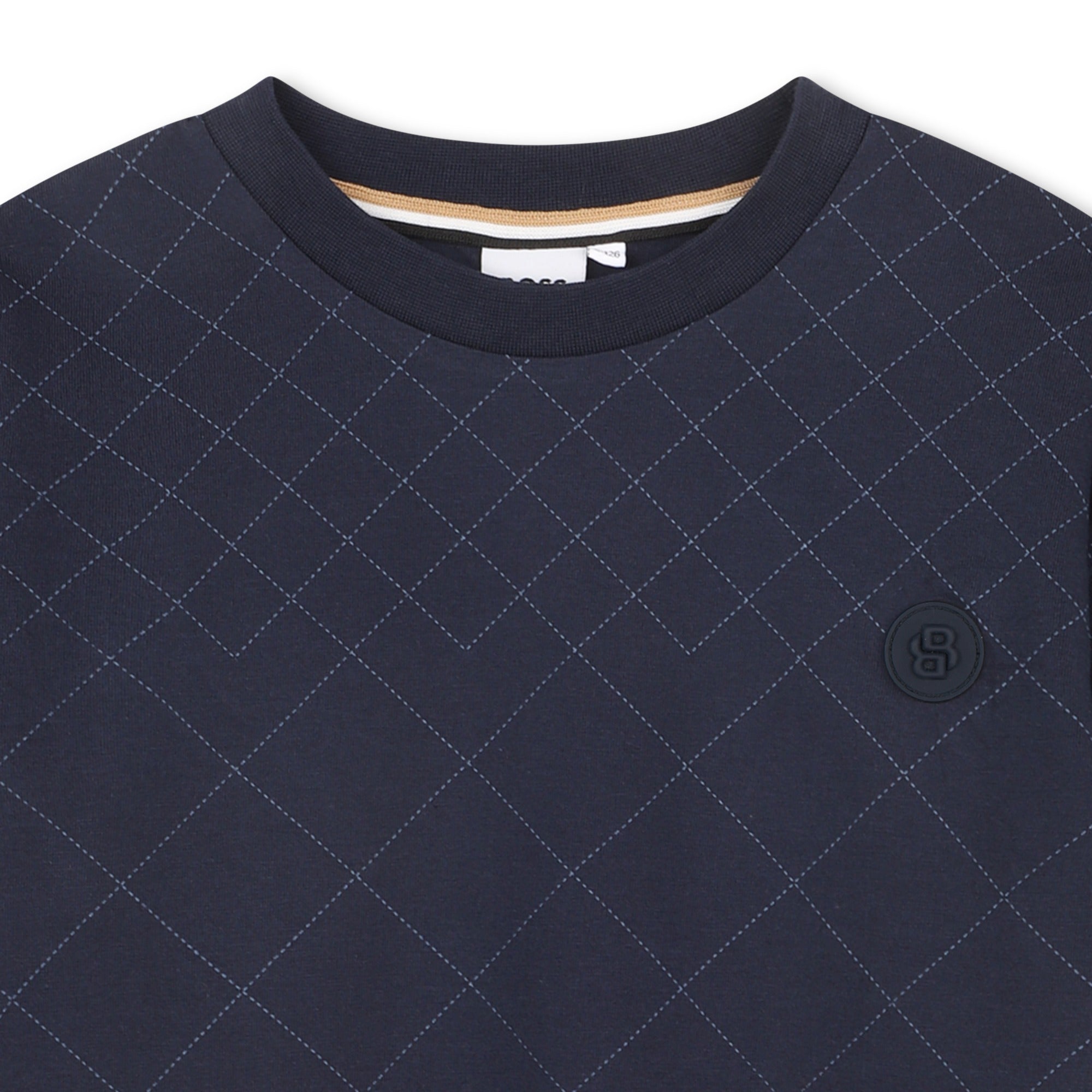 Quilted Effect Cotton Jersey Short Sleeve T Shirt Hugo Boss