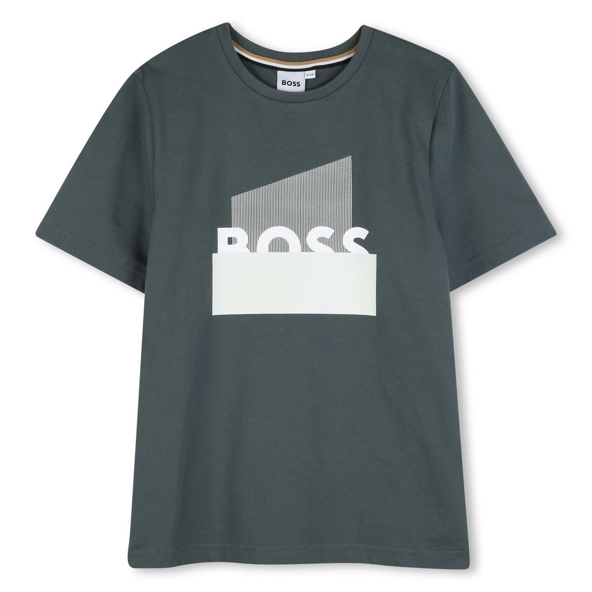 Cotton Jersey Short Sleeve T Shirt with Graphic Chest Design Hugo Boss