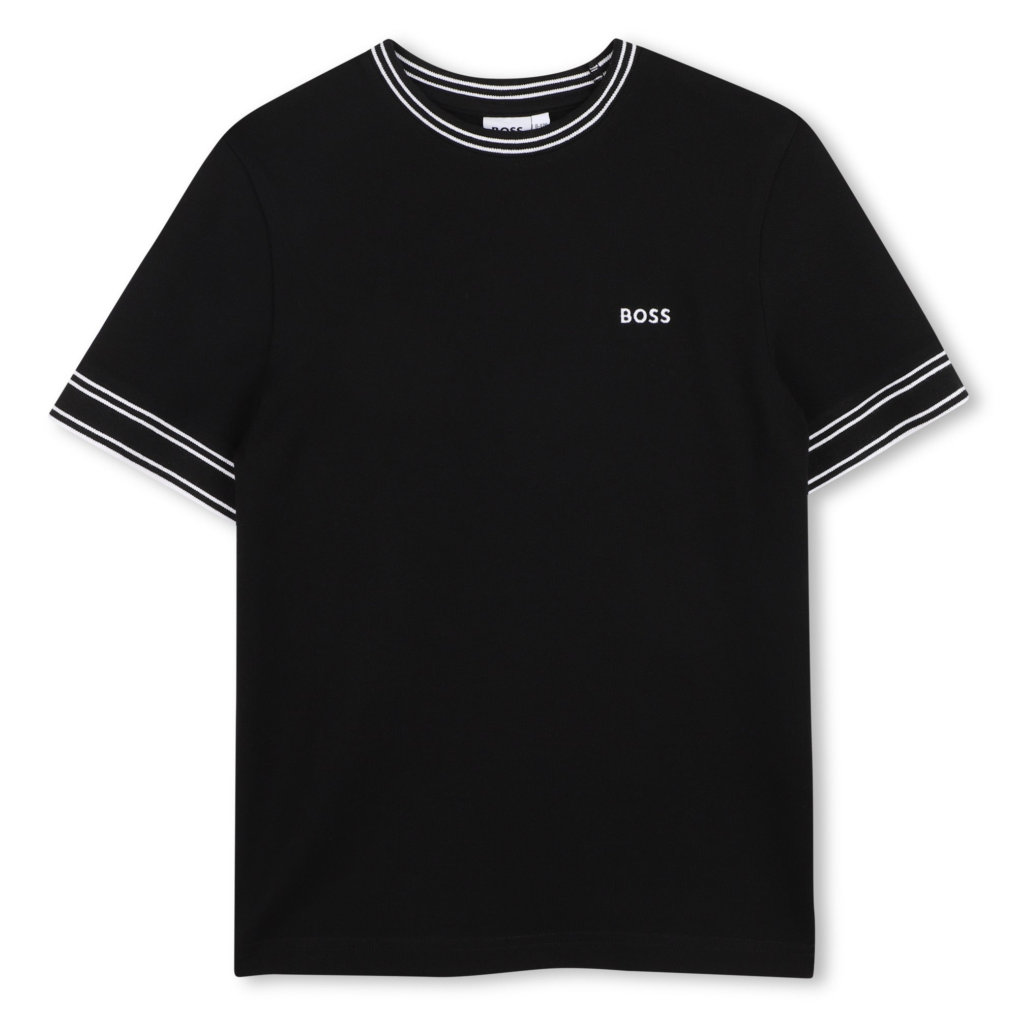 Cotton Piqué T Shirt With Contrast Trim, Black Hugo Boss